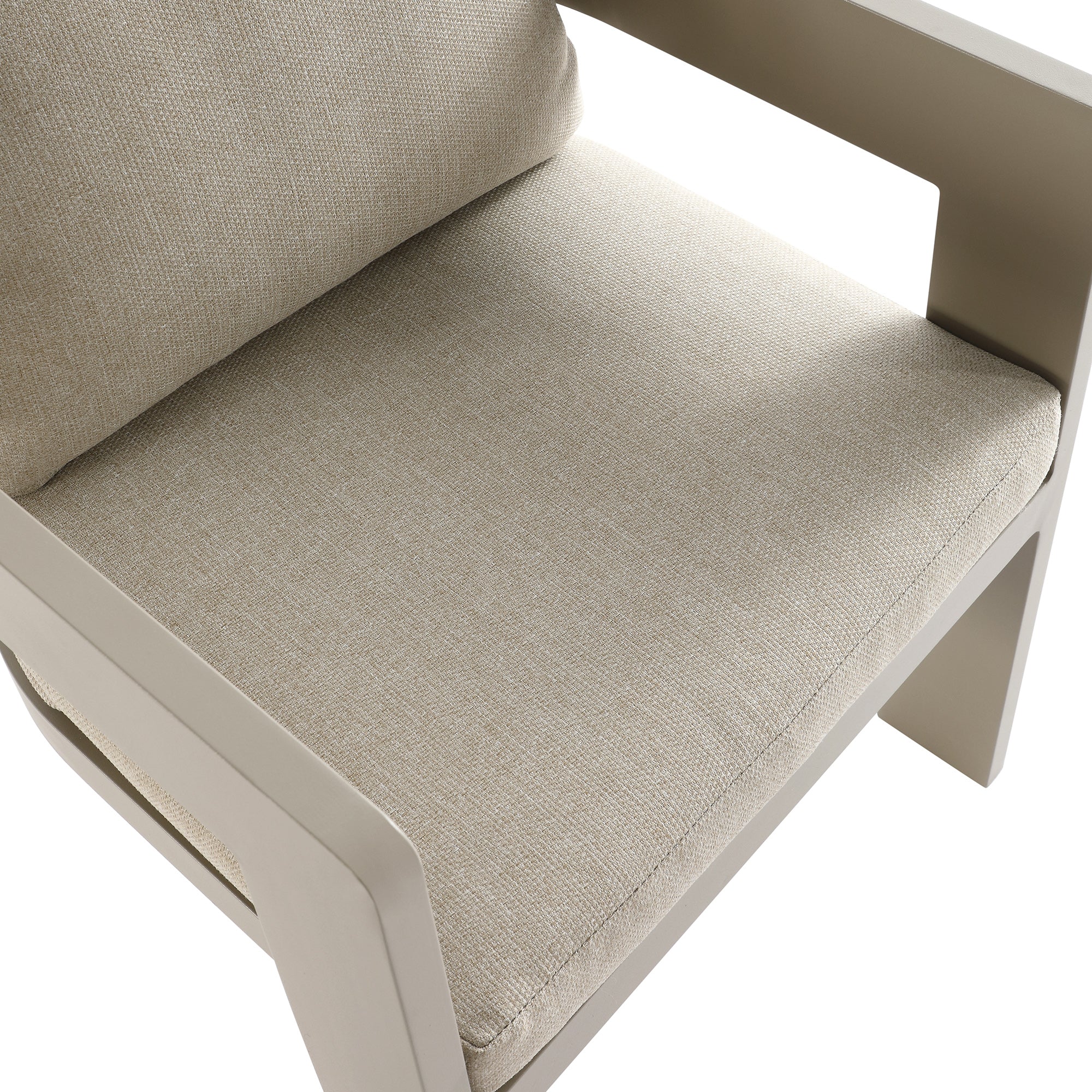 Stanford Outdoor 6-Seater Rectangular Dining Set, Taupe with Light Taupe Fabric - Image 19