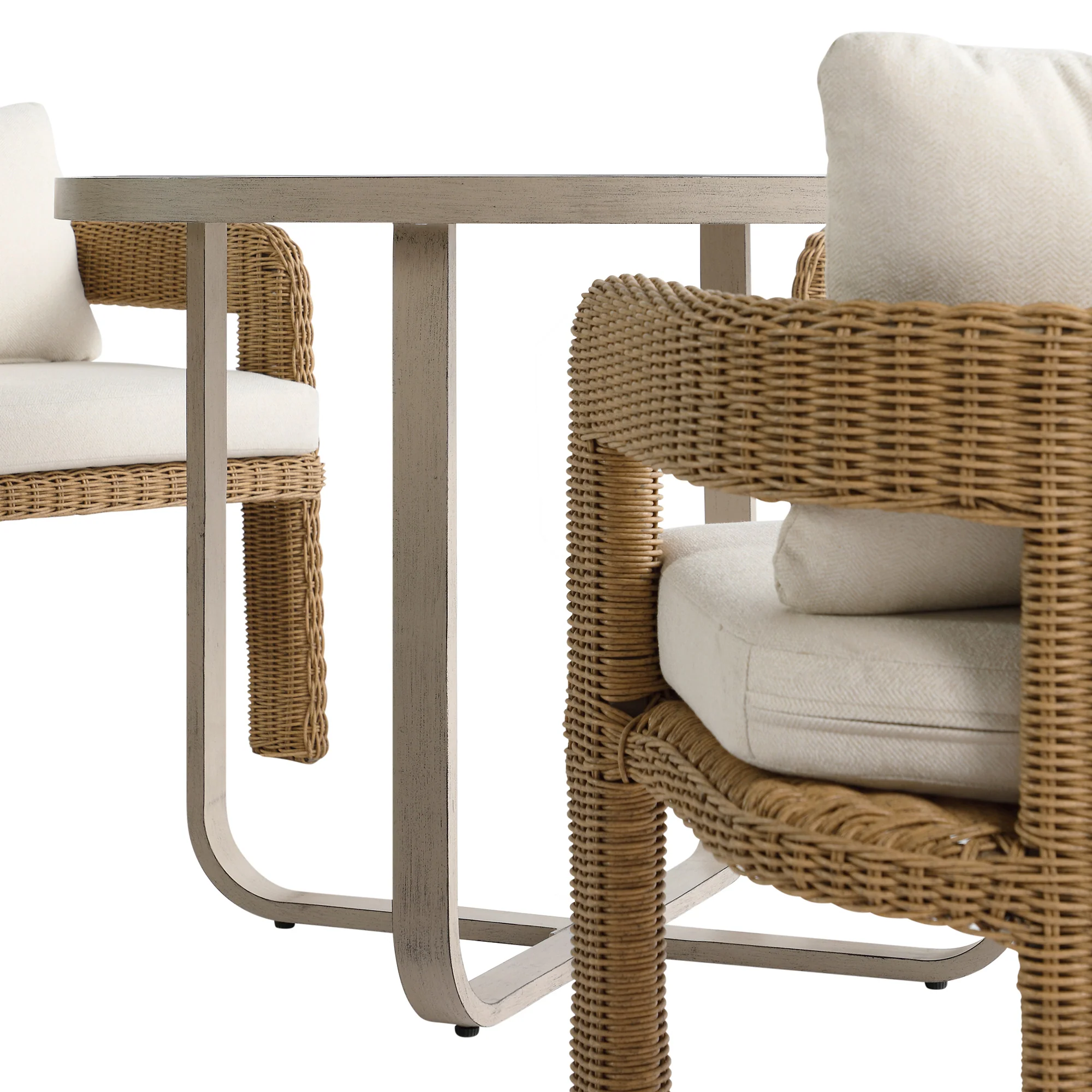 Stanford Round Wicker Outdoor 4-Seater Round Dining Set, Natural - Image 14
