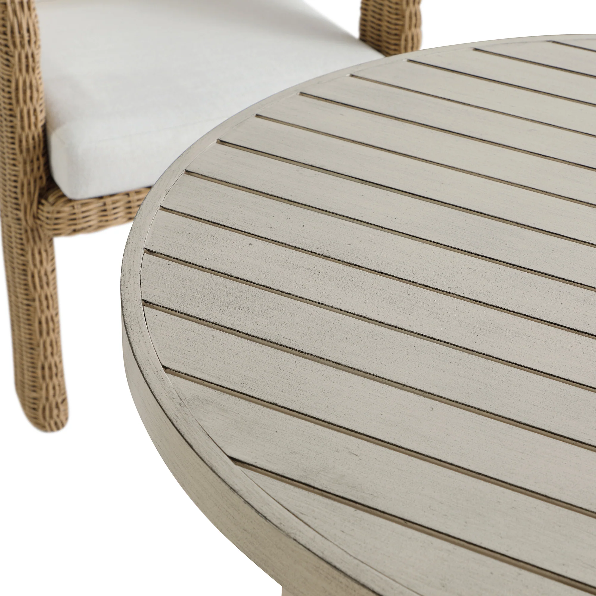 Stanford Round Wicker Outdoor 4-Seater Round Dining Set, Natural - Image 15