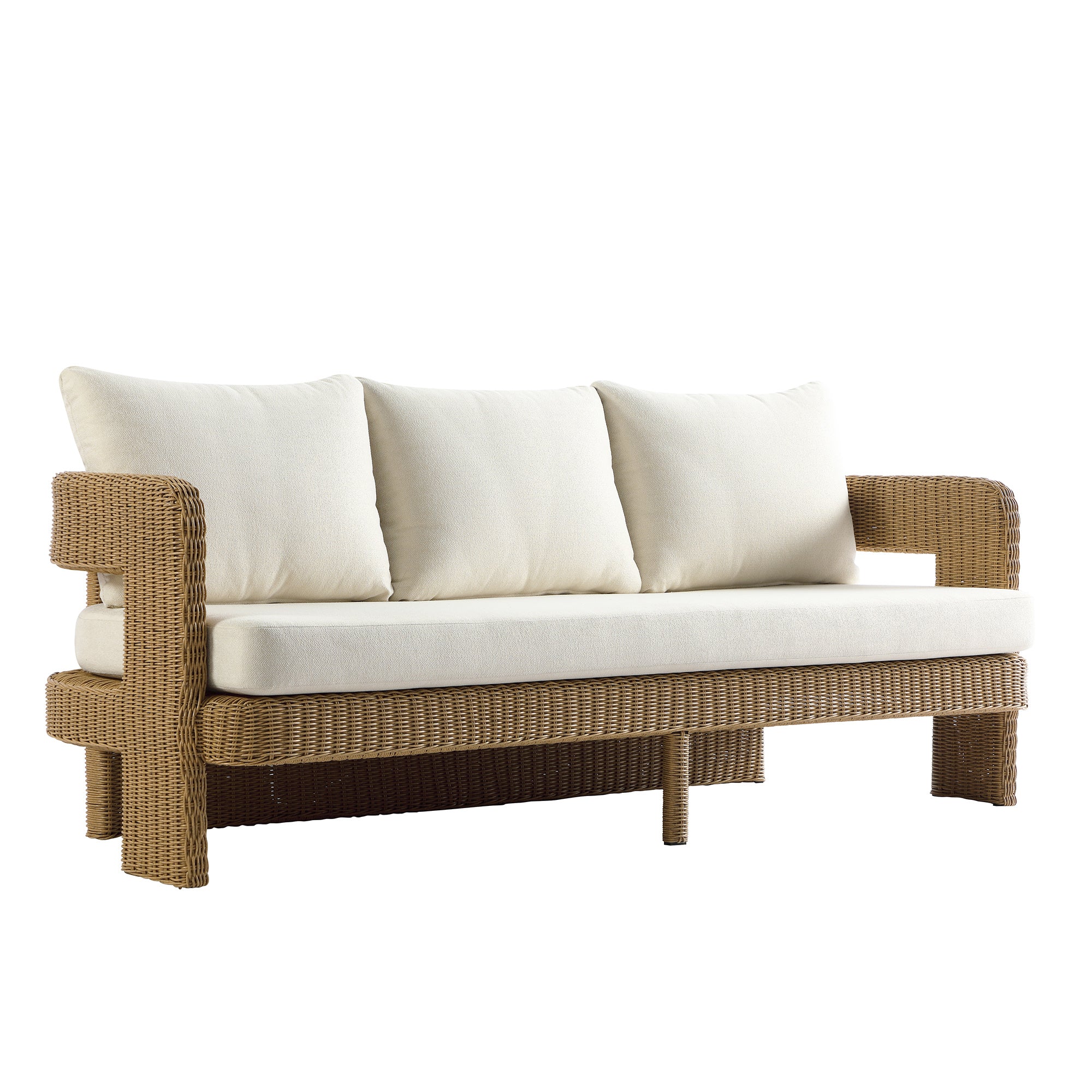 Stanford Round Wicker Outdoor 5-Seater Sofa Set, Natural - Image 16