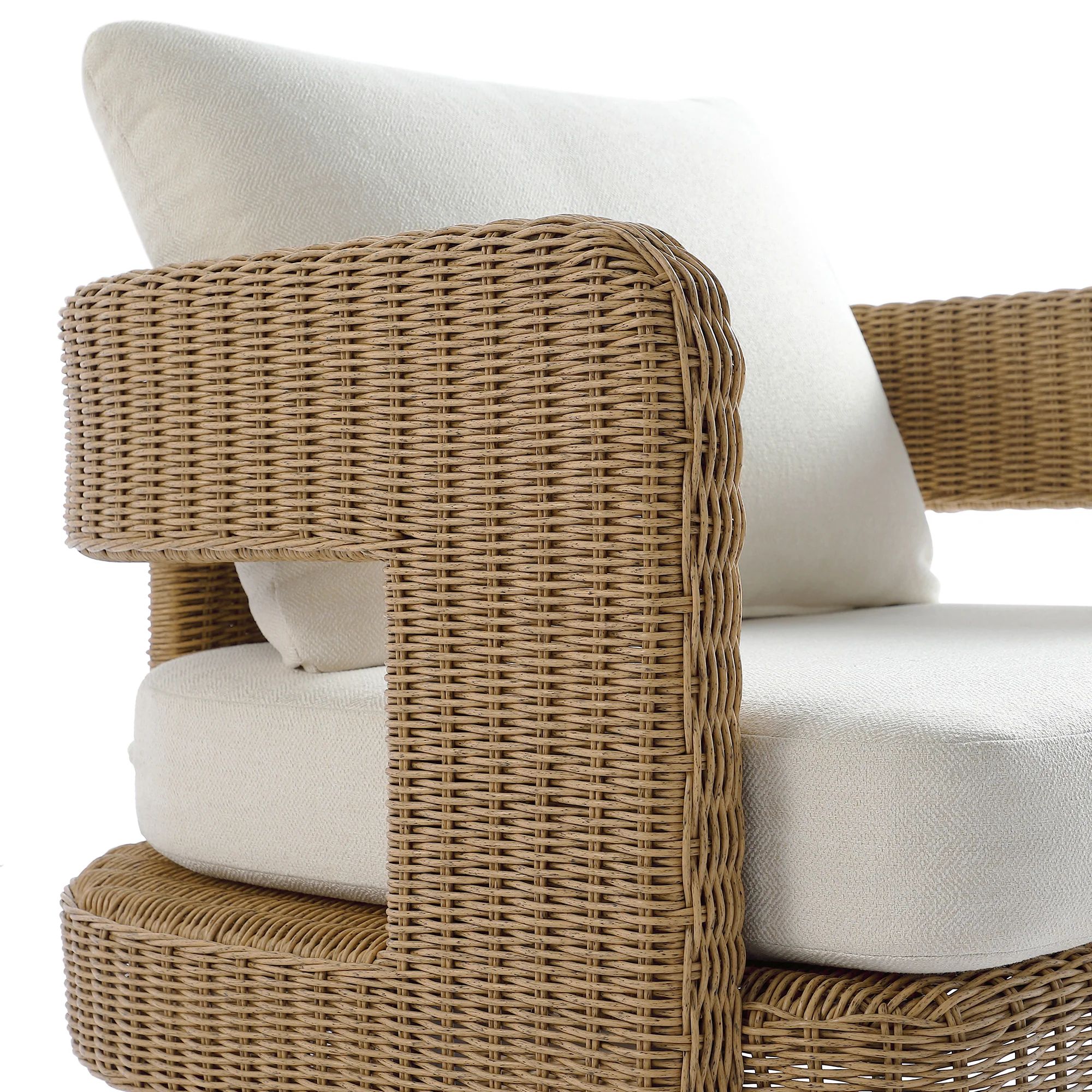 Stanford Round Wicker Outdoor 5-Seater Sofa Set, Natural - Image 18