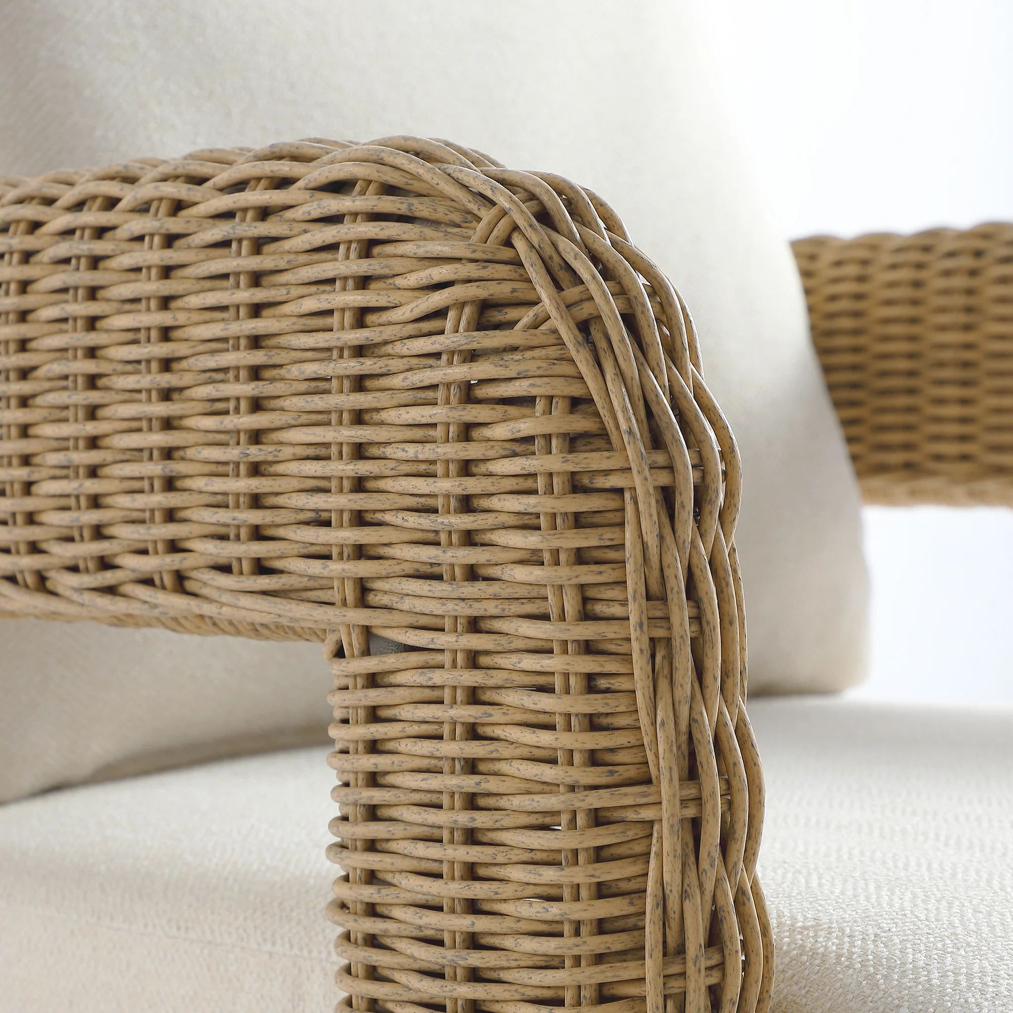 Stanford Round Wicker Outdoor 6-Seater Rectangular Dining Set, Natural - Image 20