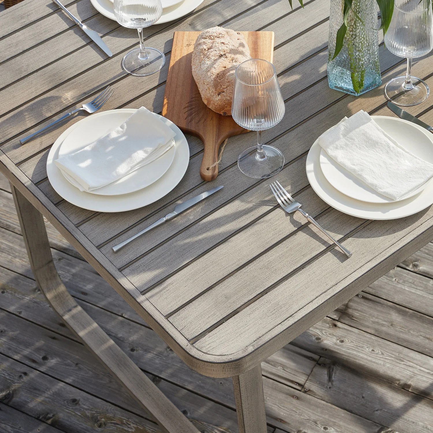 Stanford Round Wicker Outdoor 6-Seater Rectangular Dining Set, Natural - Image 4