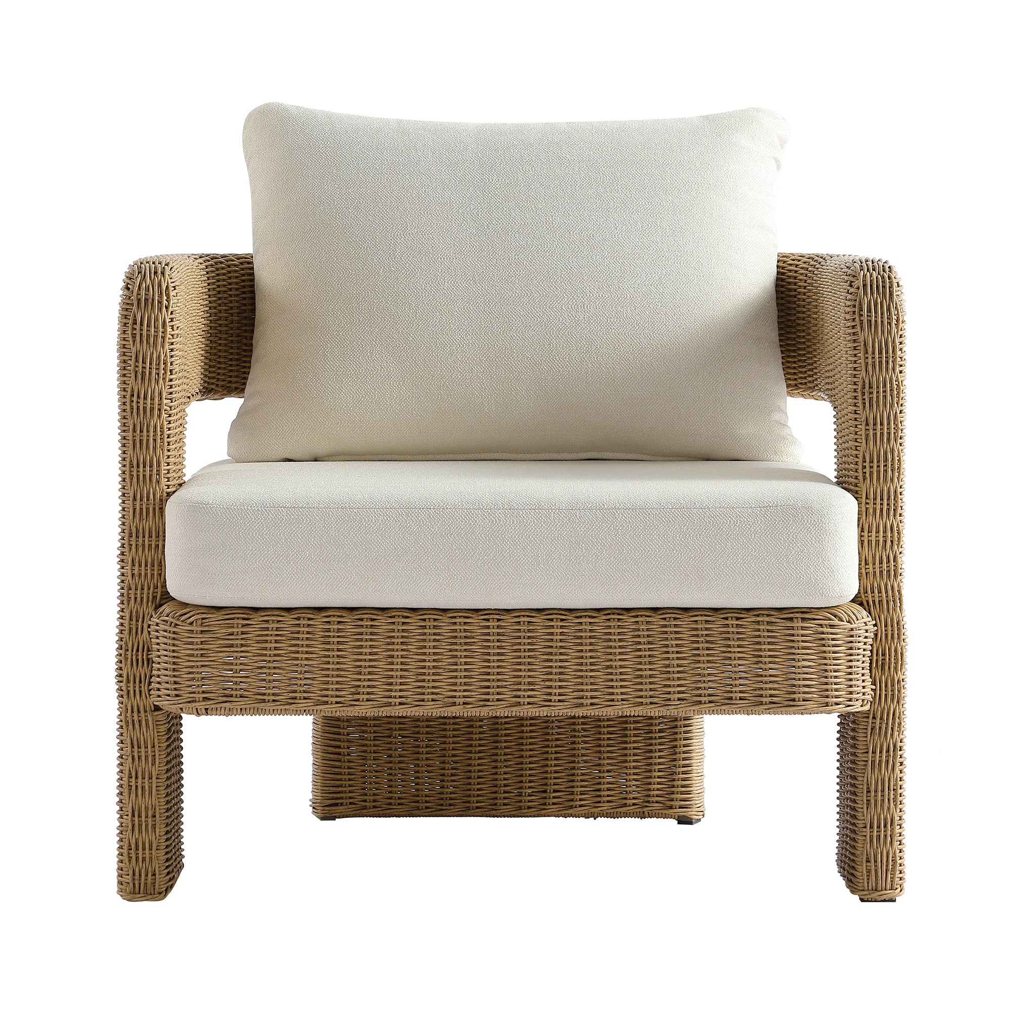 Stanford Round Wicker Outdoor Armchair Set, Natural - Image 7