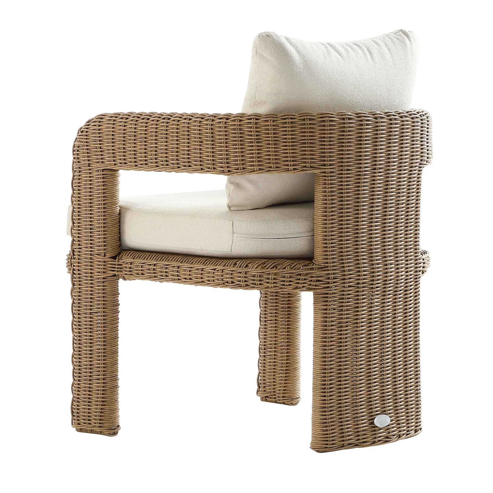 Stanford Round Wicker Outdoor Dining Chair Set, Natural - Image 10