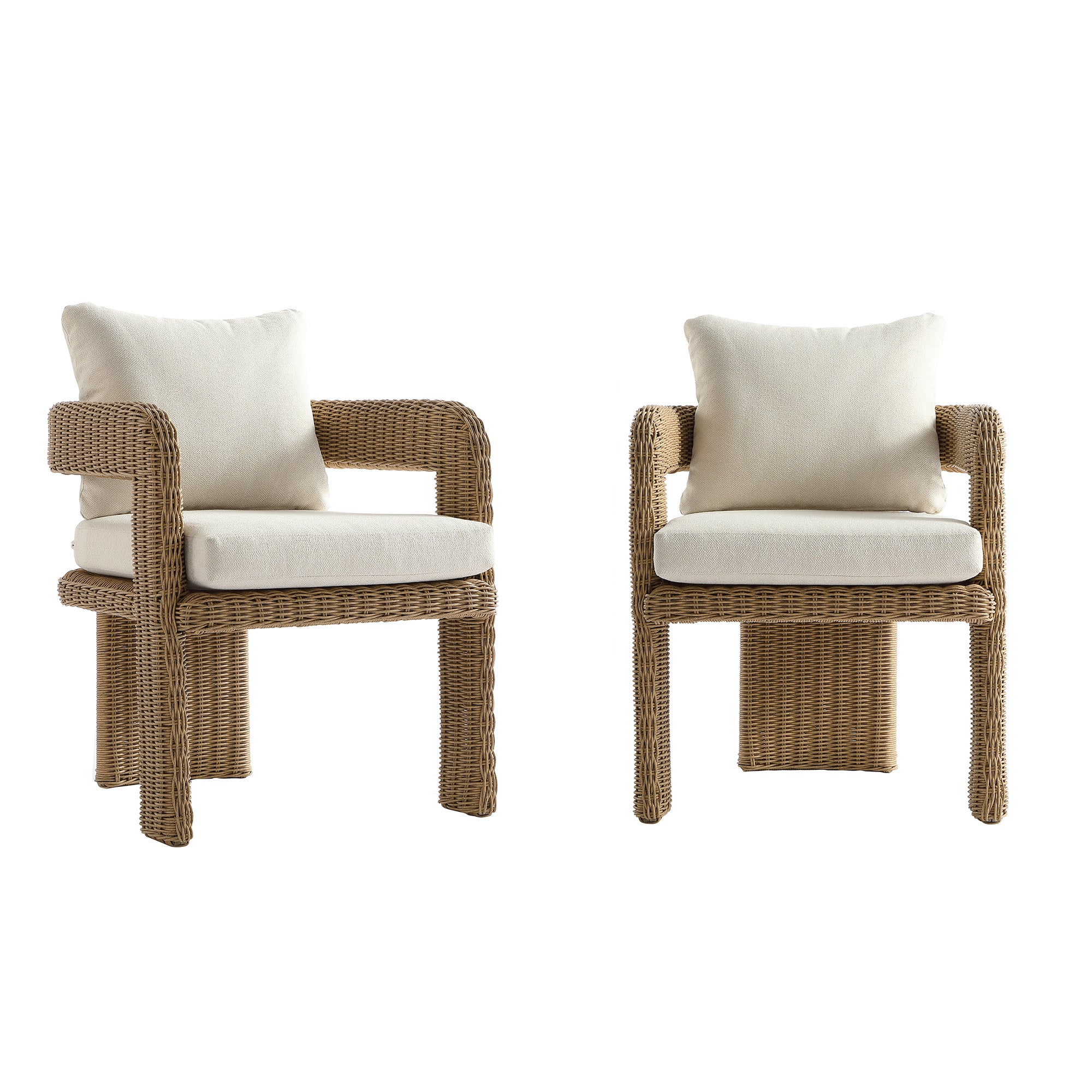 Stanford Round Wicker Outdoor Dining Chair Set, Natural - Image 5
