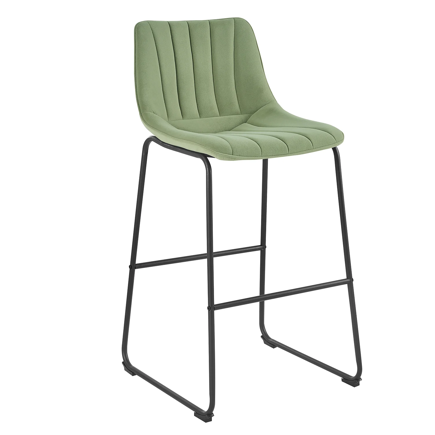 Sutton Set of 2 Barstools with Fluted Back (Sage Green Velvet) - Image 3