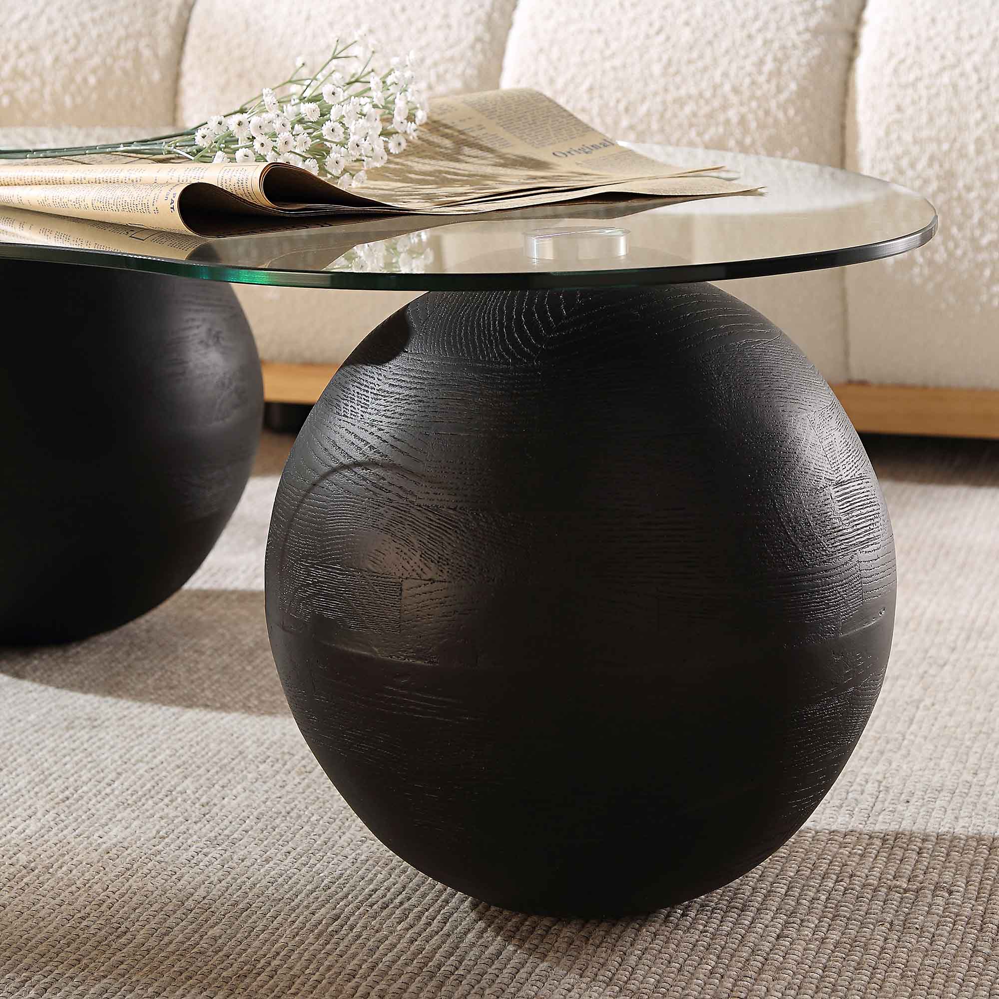 Sveti Curved Glass Coffee Table, Black - Image 3