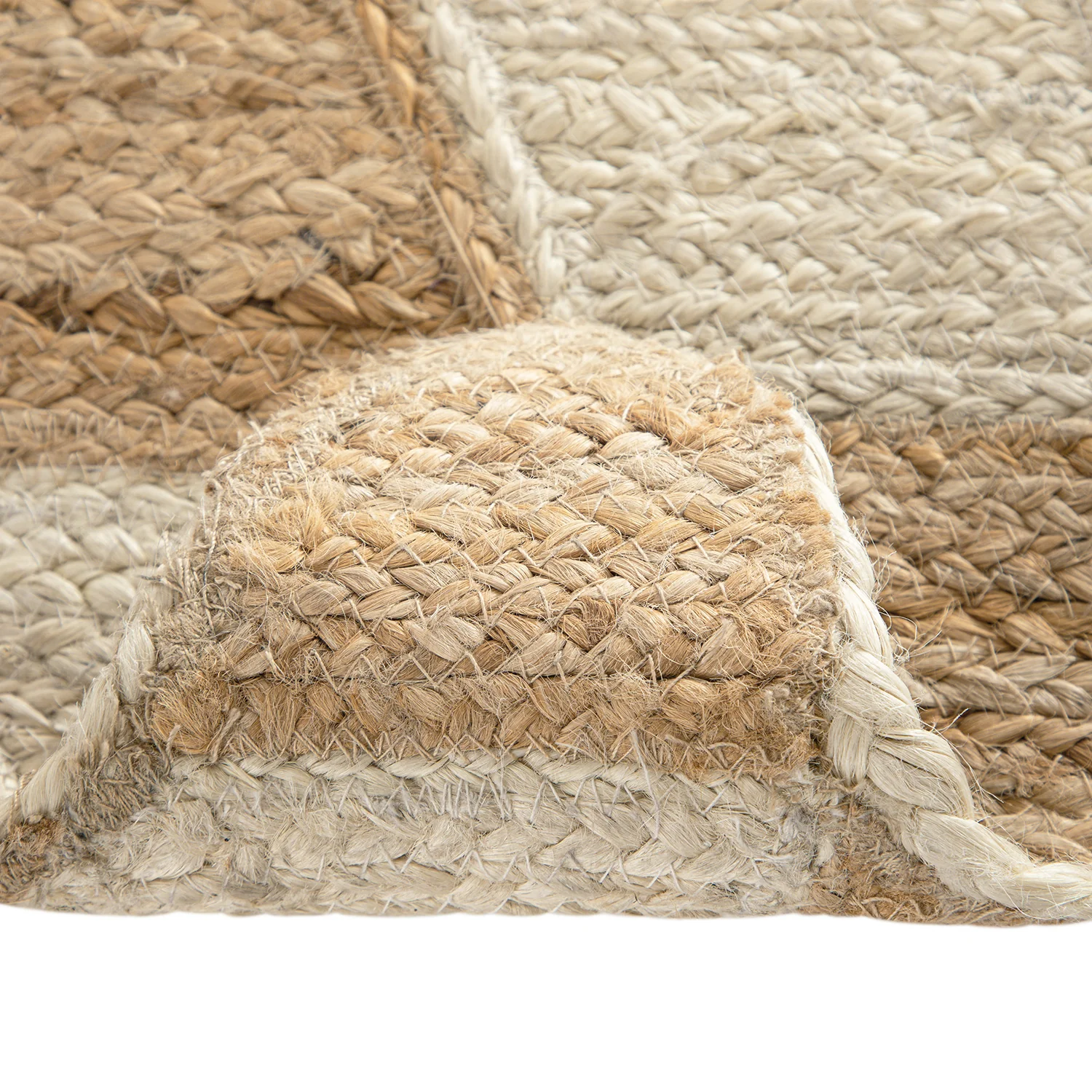 Tabitha Harlequin Diamond Scallop Natural & Bleached Jute Hand Braided Runner - Image 4