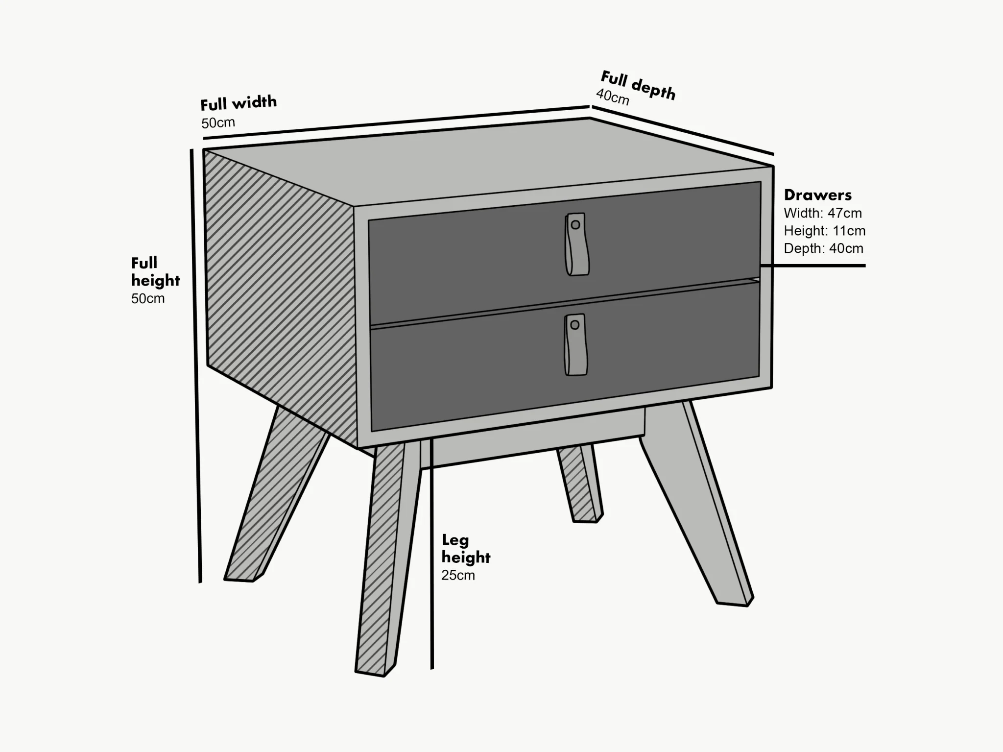 Tallis Two Tone Bedside Table with 2 drawers - Image 5
