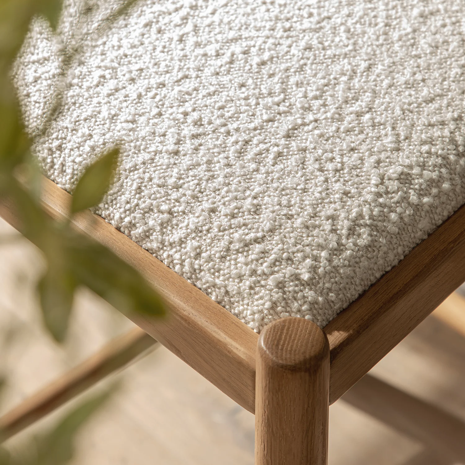 Tama Counter Stool, Ecru Boucle | Natural Oak Frame - Image 4