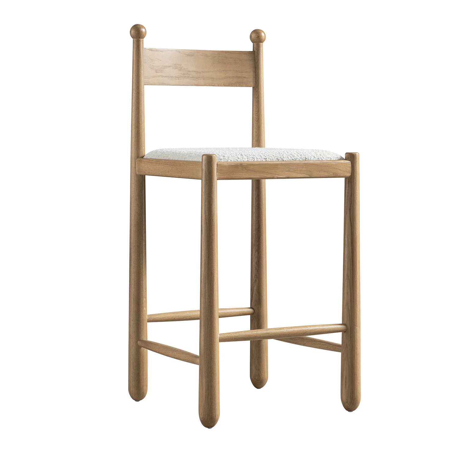 Tama Counter Stool, Ecru Boucle | Natural Oak Frame - Image 8