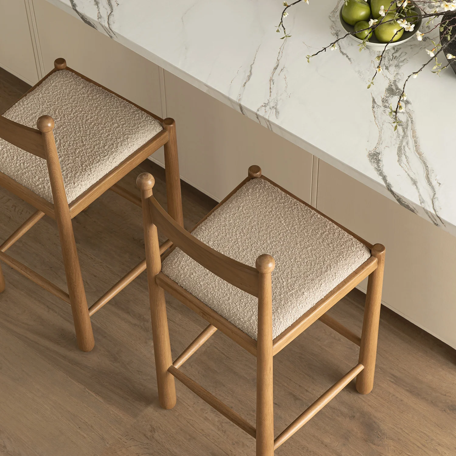 Tama Counter Stool, Light Taupe Boucle | Natural Oak Frame - Image 4