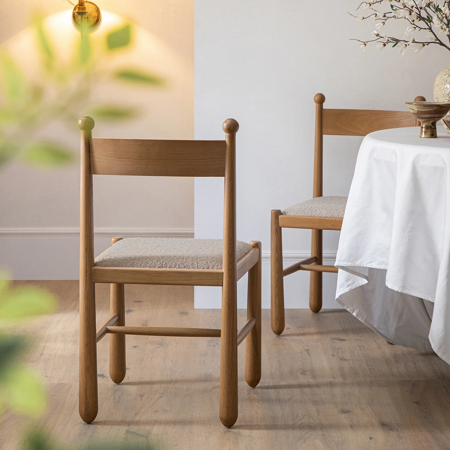 Tama Dining Chair, Light Taupe Boucle | Natural Oak Frame - Image 3