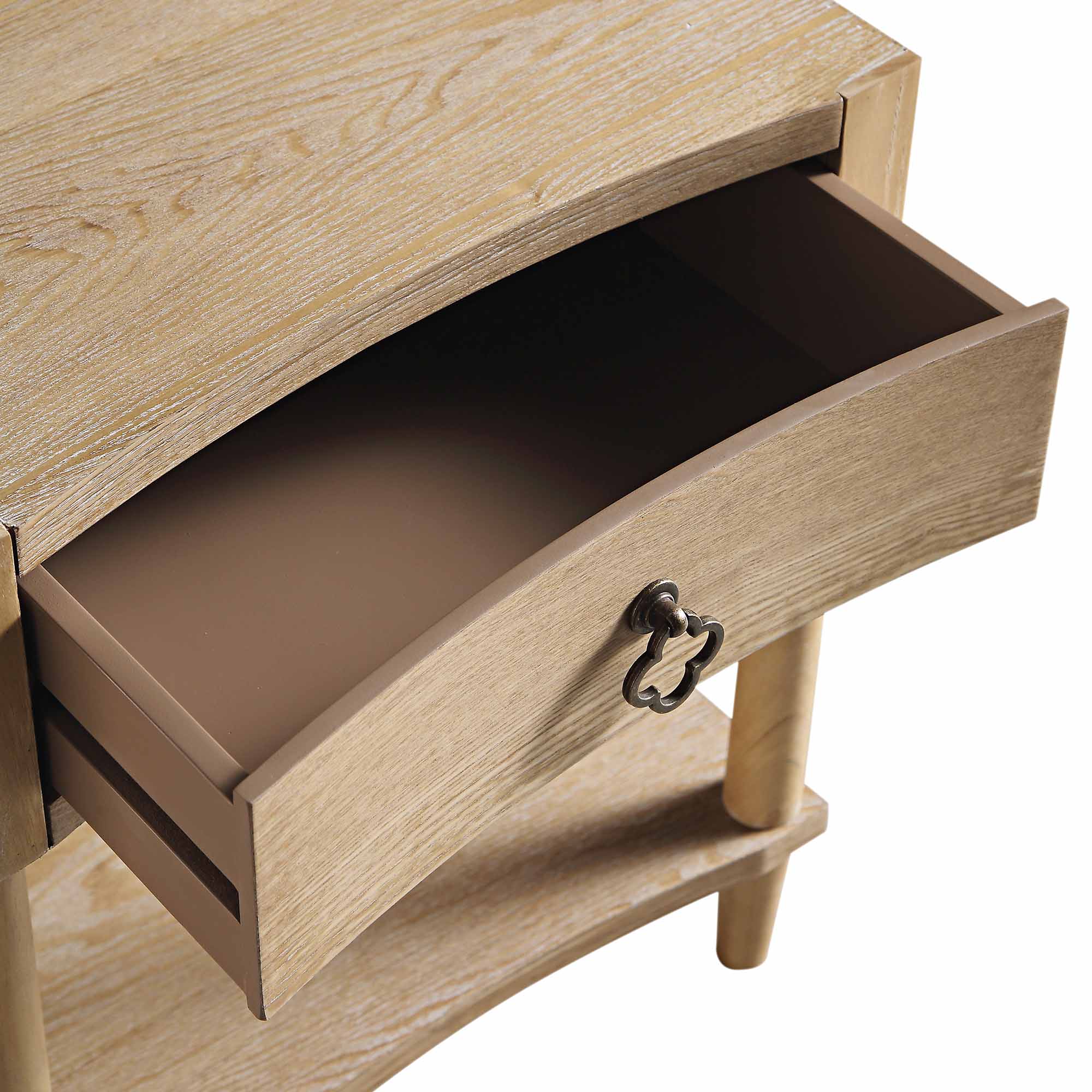 Thalia Concave 1 Drawer Bedside Table, Natural - Image 11