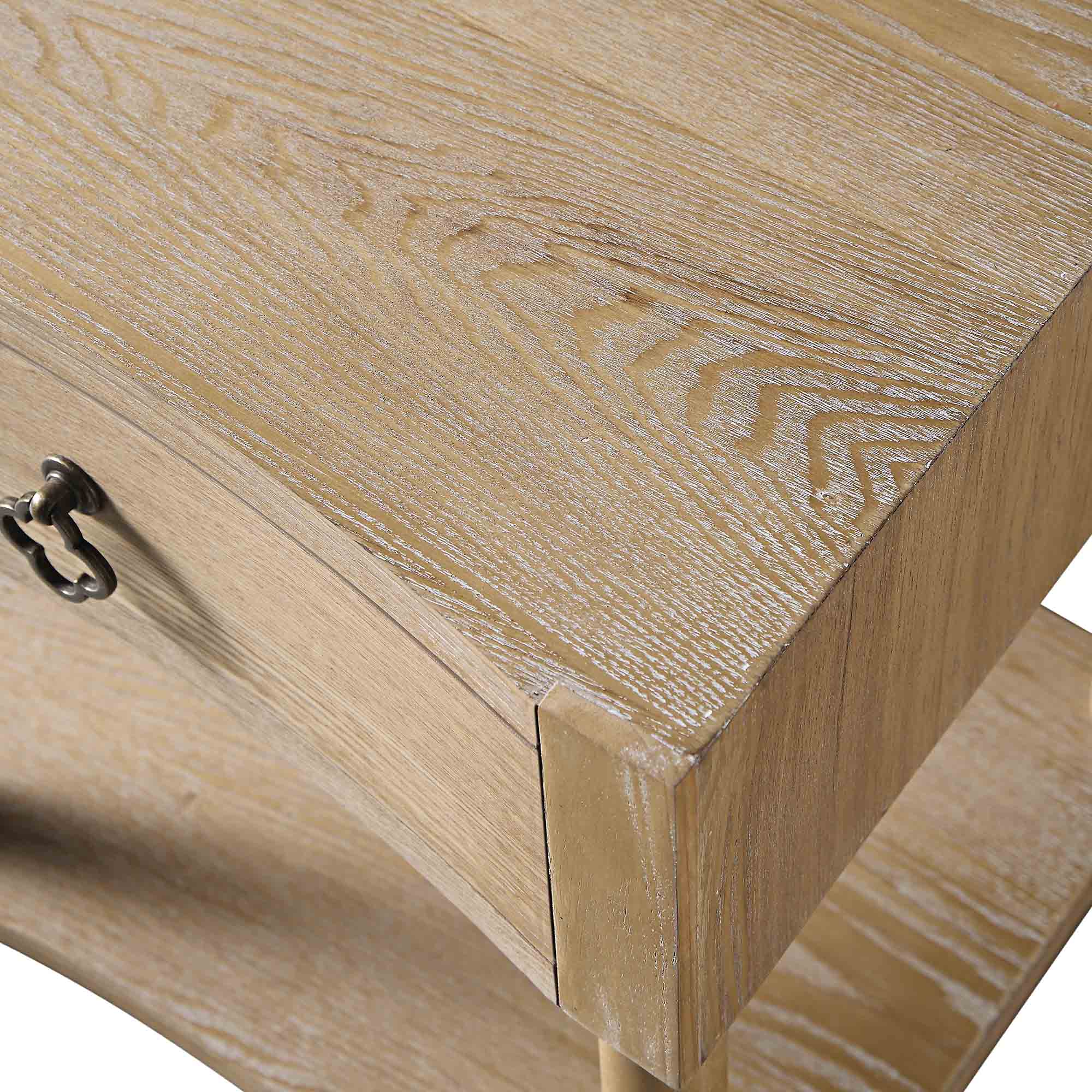 Thalia Concave 1 Drawer Bedside Table, Natural - Image 12