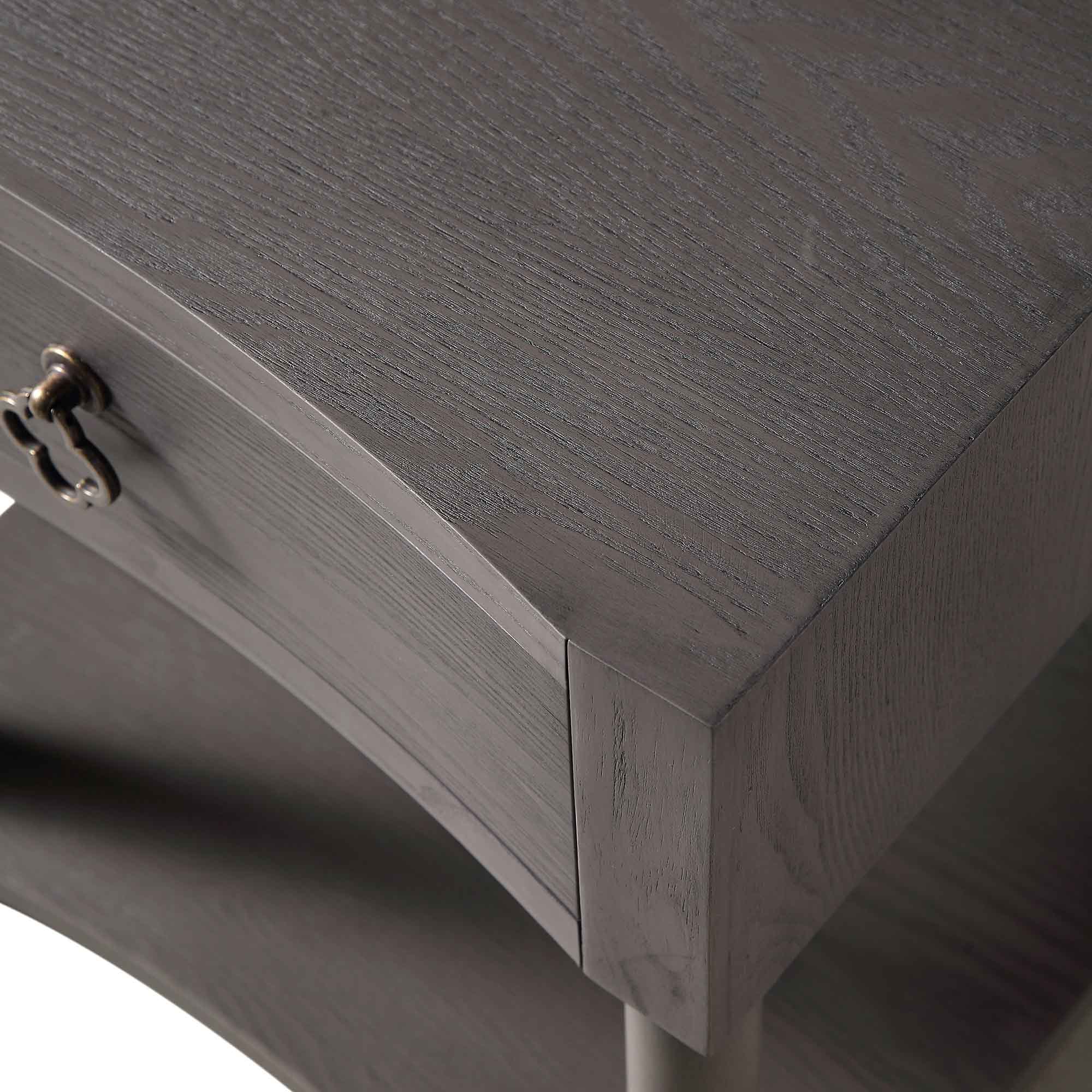 Thalia Concave 1 Drawer Bedside Table, Silver Oak - Image 14