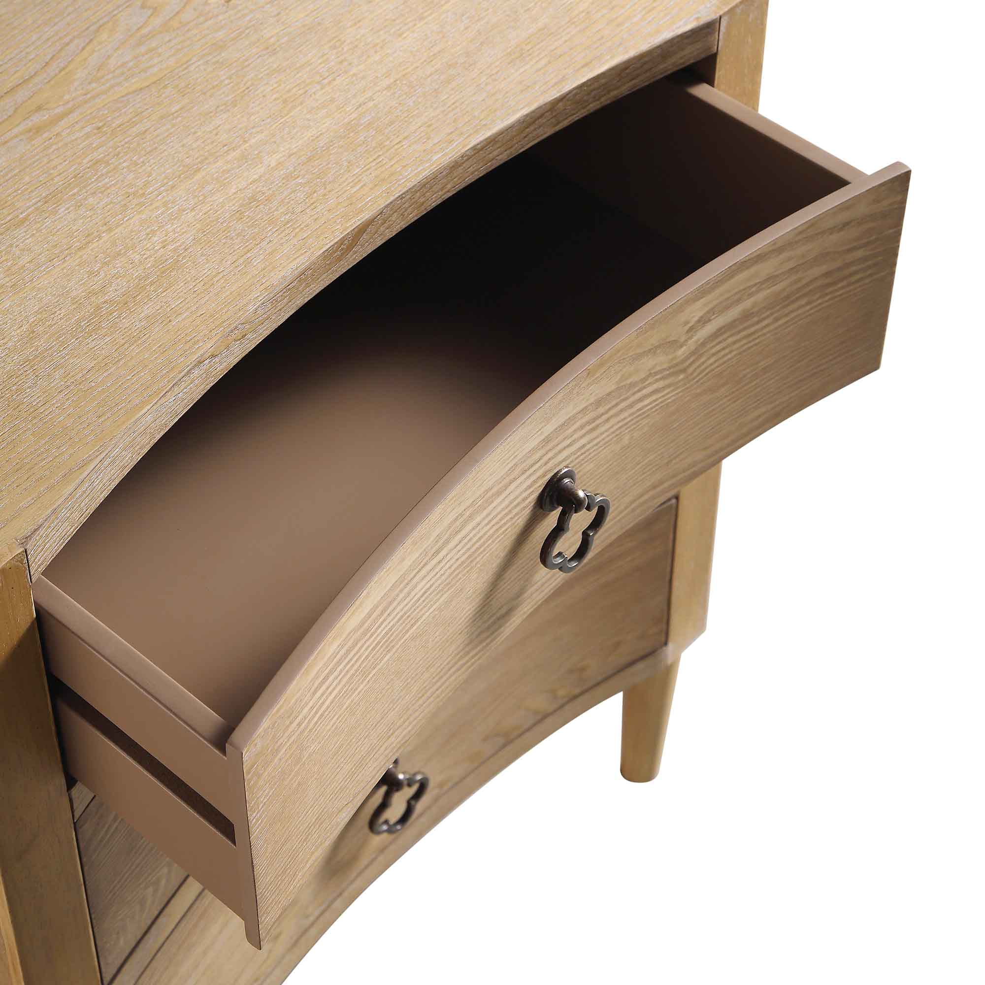 Thalia Concave 3 Drawer Bedside Table, Natural - Image 11