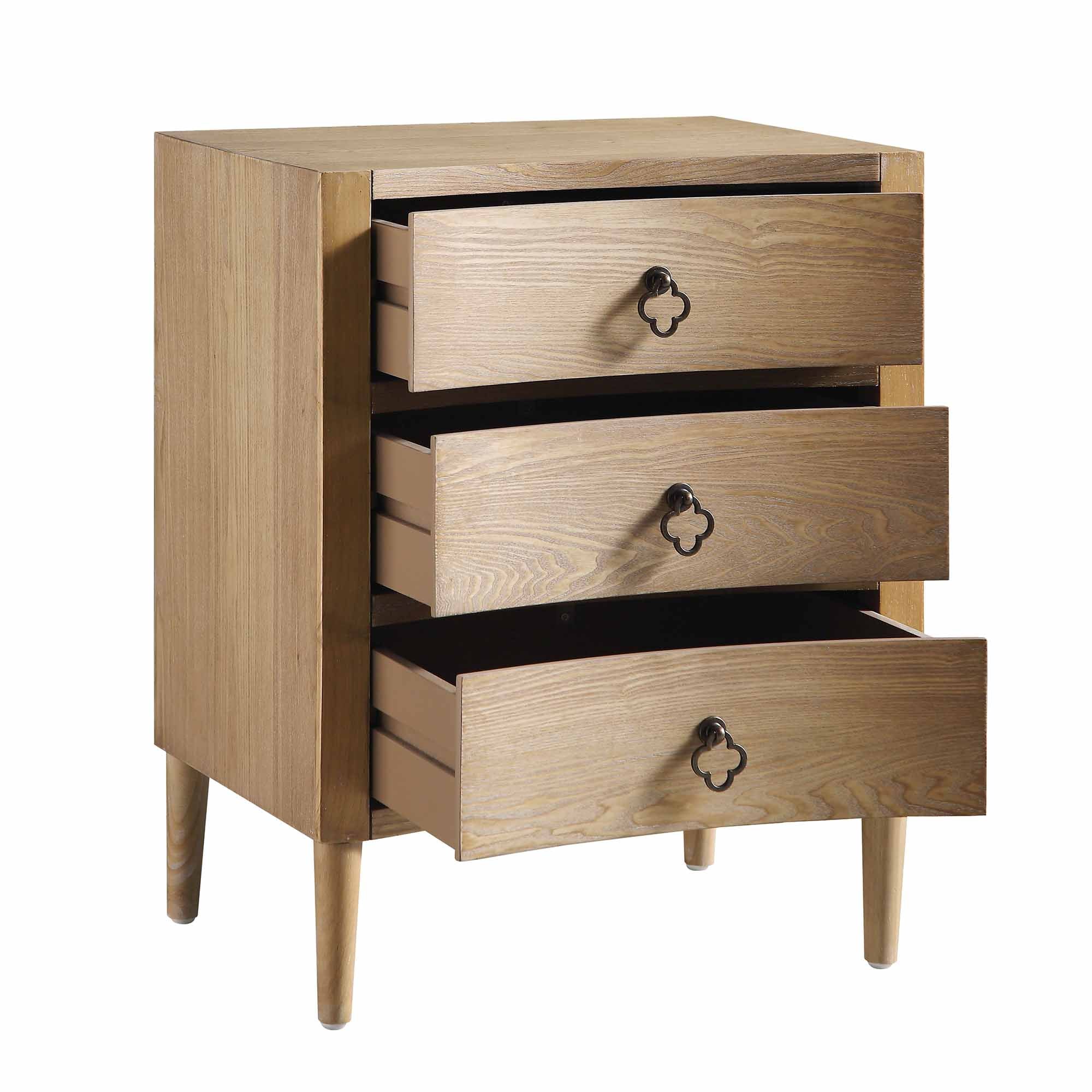 Thalia Concave 3 Drawer Bedside Table, Natural - Image 7
