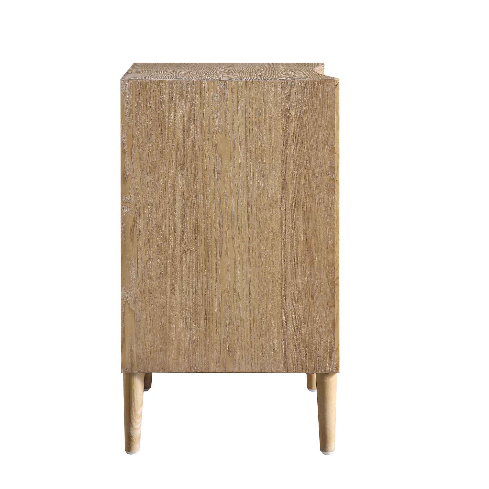 Thalia Concave 3 Drawer Bedside Table, Natural - Image 9