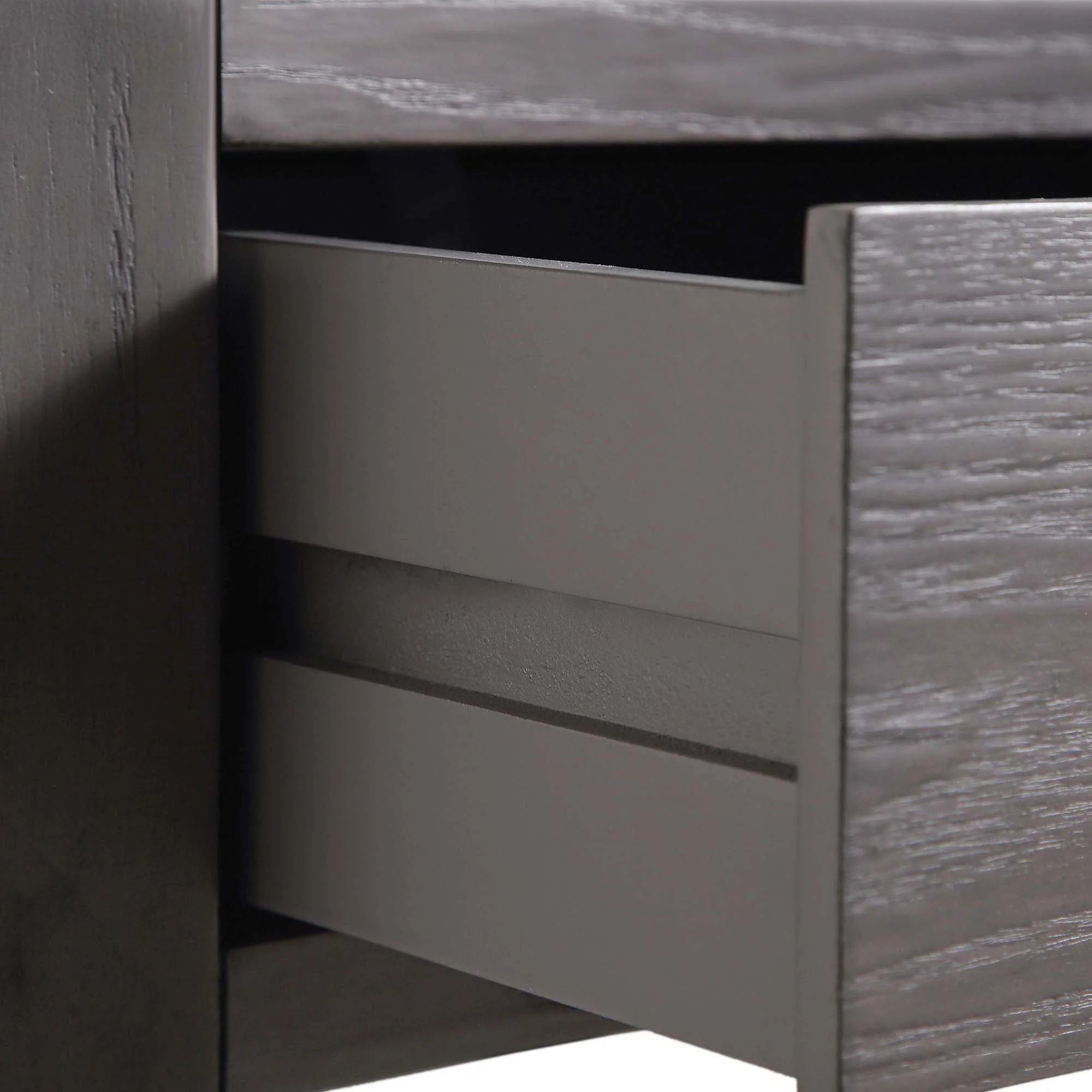 Thalia Concave 3 Drawer Bedside Table, Silver Oak - Image 13