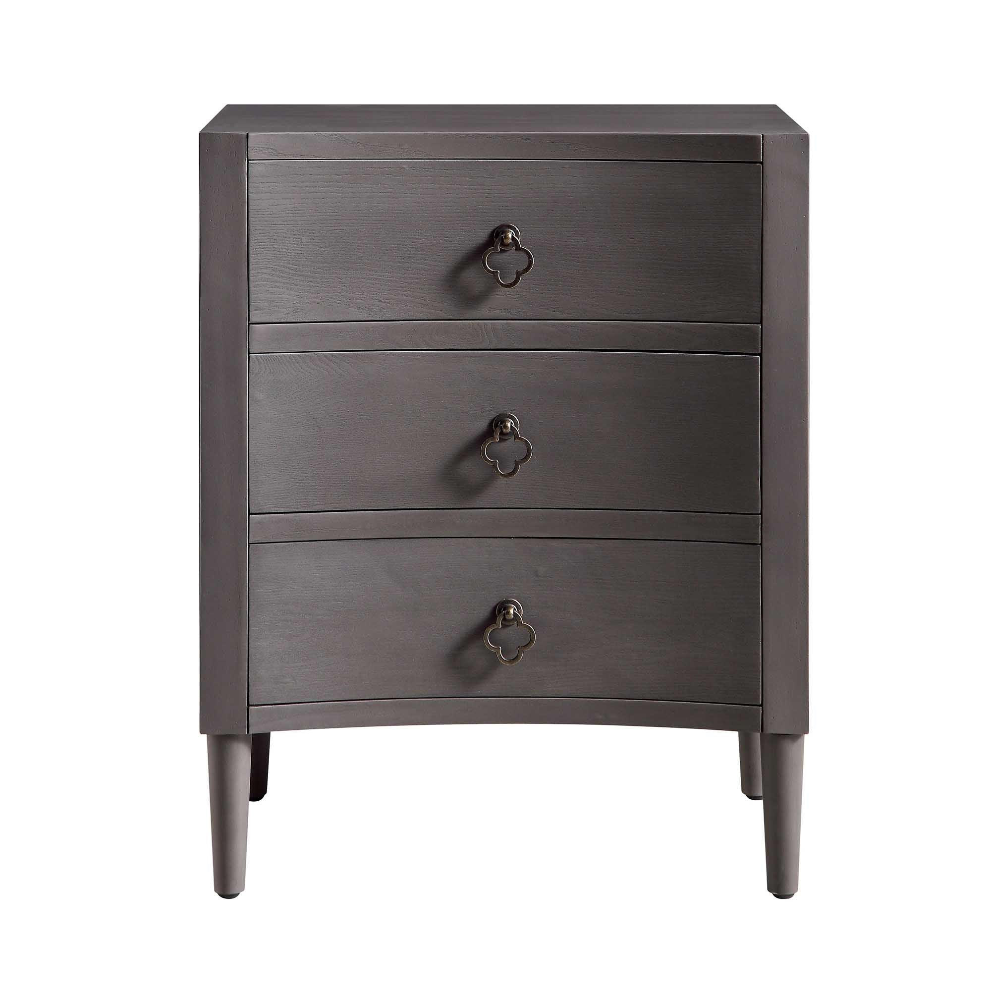 Thalia Concave 3 Drawer Bedside Table, Silver Oak - Image 4