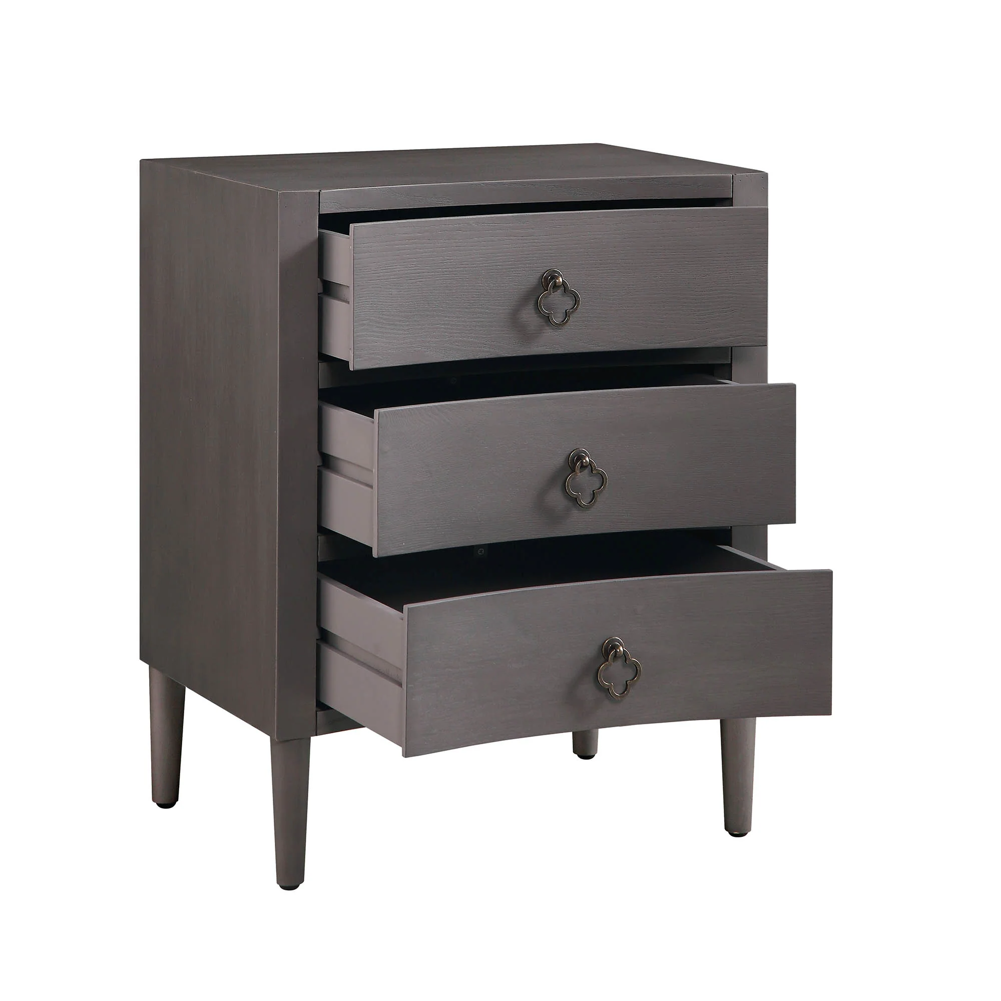 Thalia Concave 3 Drawer Bedside Table, Silver Oak - Image 7