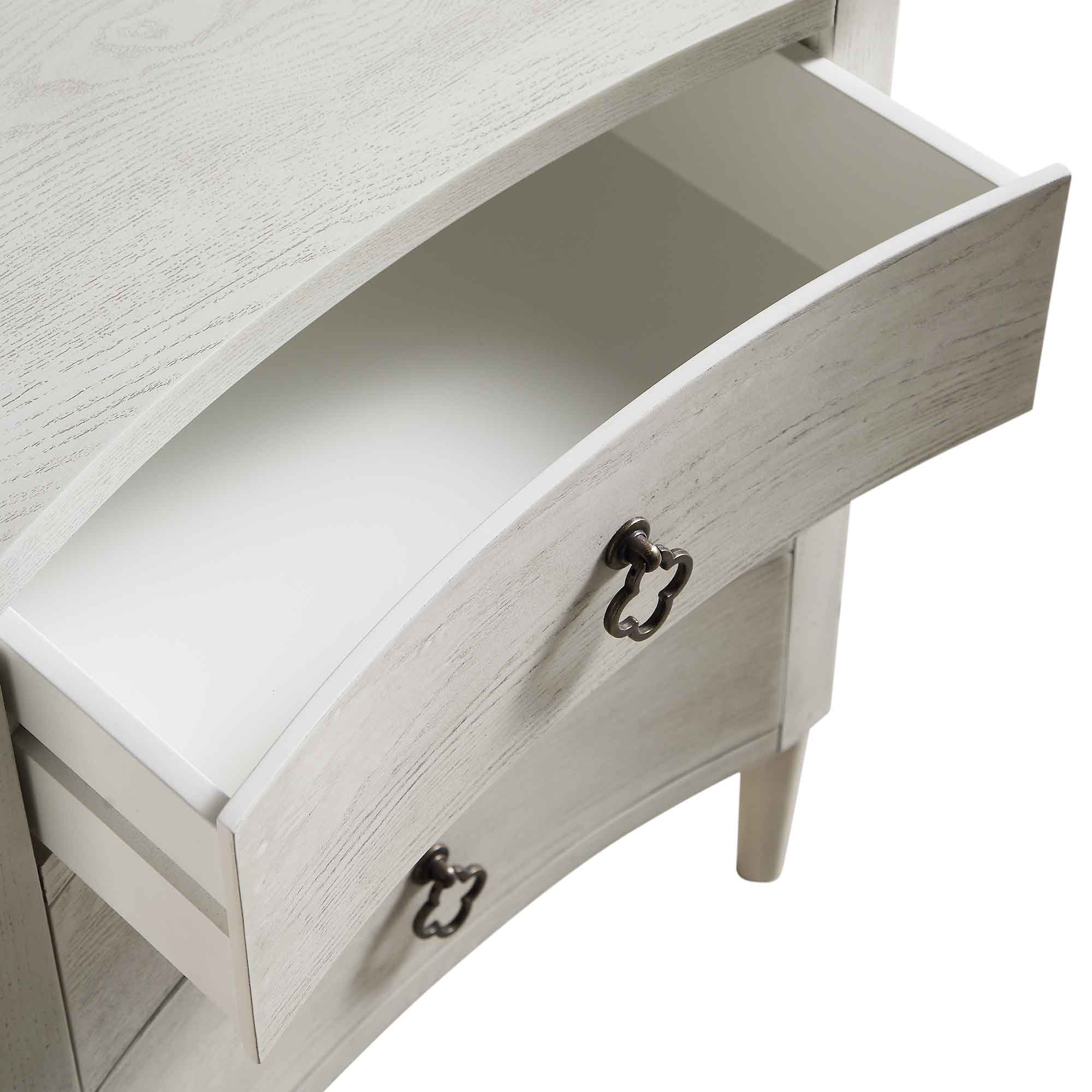 Thalia Concave 3 Drawer Bedside Table, Washed White - Image 11