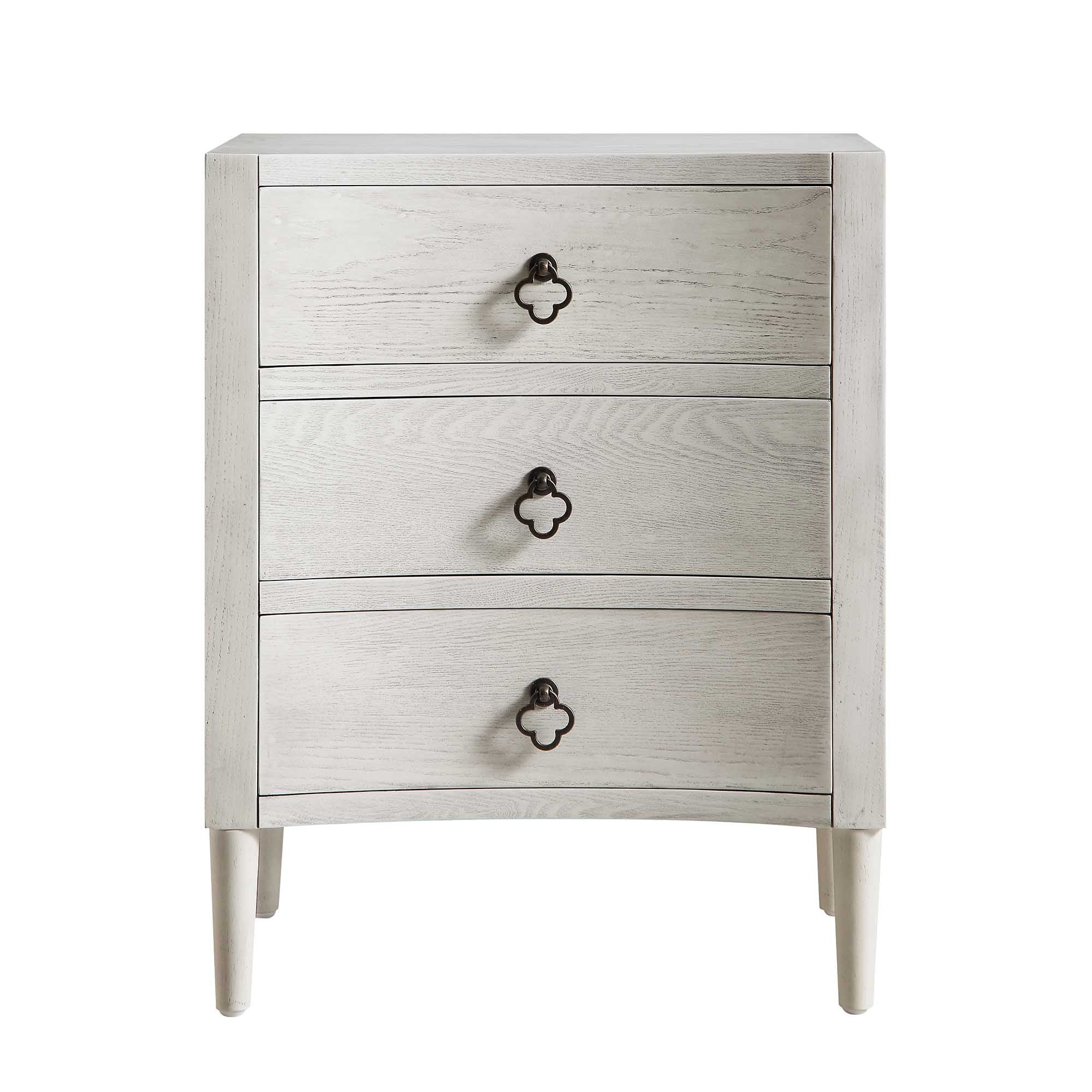Thalia Concave 3 Drawer Bedside Table, Washed White - Image 4