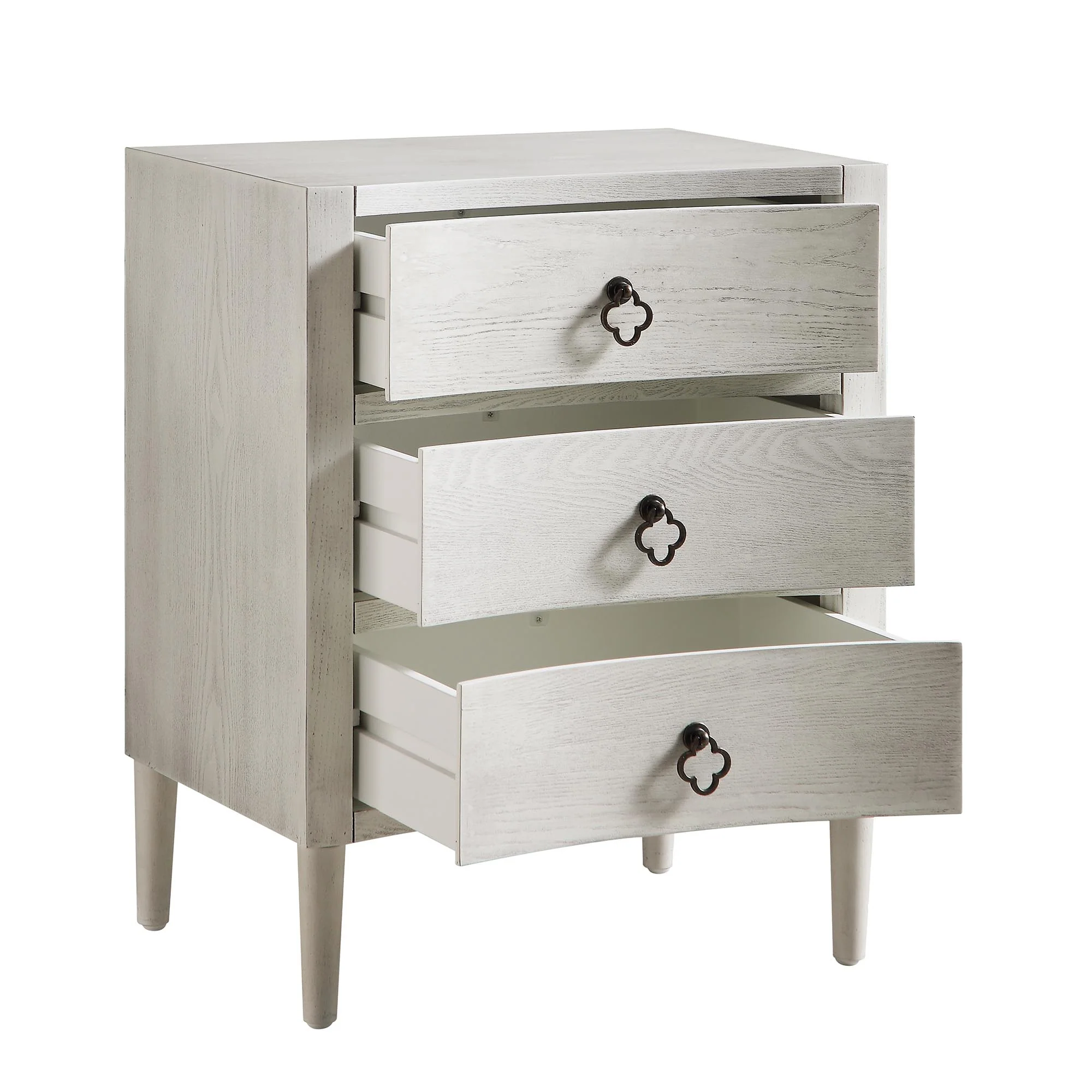Thalia Concave 3 Drawer Bedside Table, Washed White - Image 7