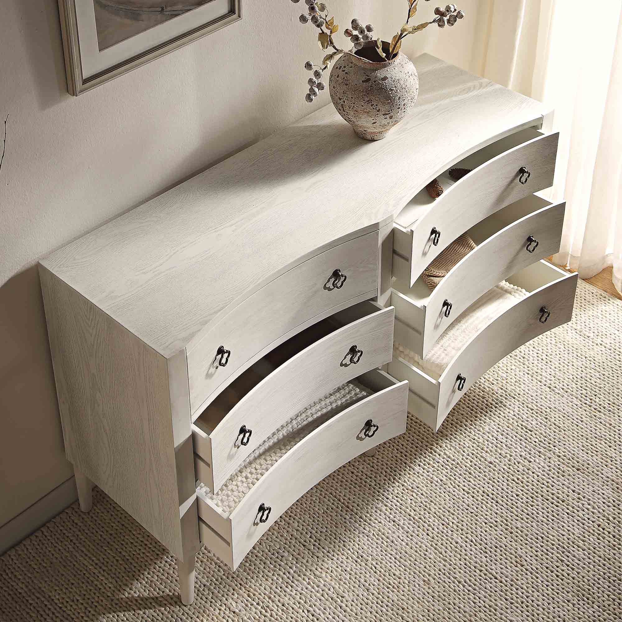Thalia Concave Double Chest of Drawers, Washed White - Image 3