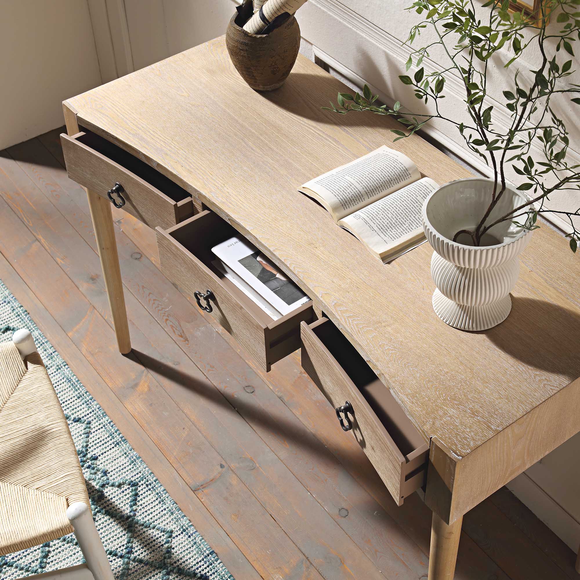 Thalia Concave Dressing Table, Natural - Image 3