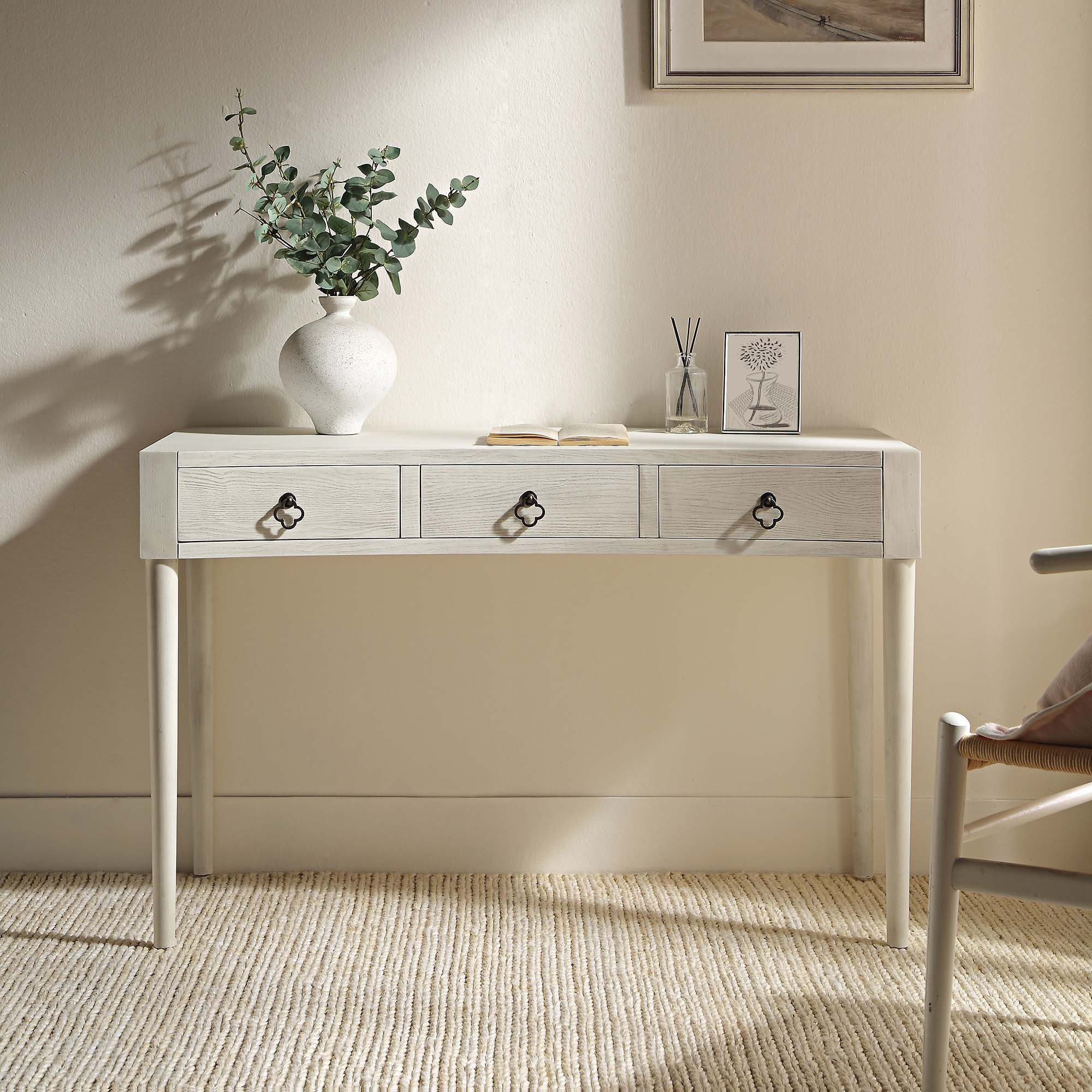 Thalia Concave Dressing Table, Washed White - Image 2