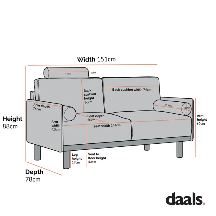 Timber Grey Marl Fabric Sofa, 2-Seater - Image 6