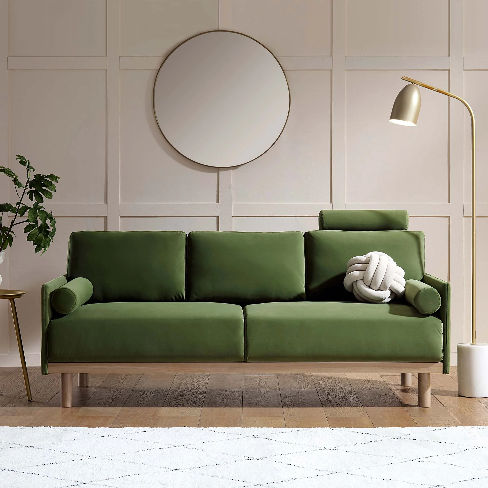 Timber Fern Green Velvet Sofa, 3-Seater - Image 2