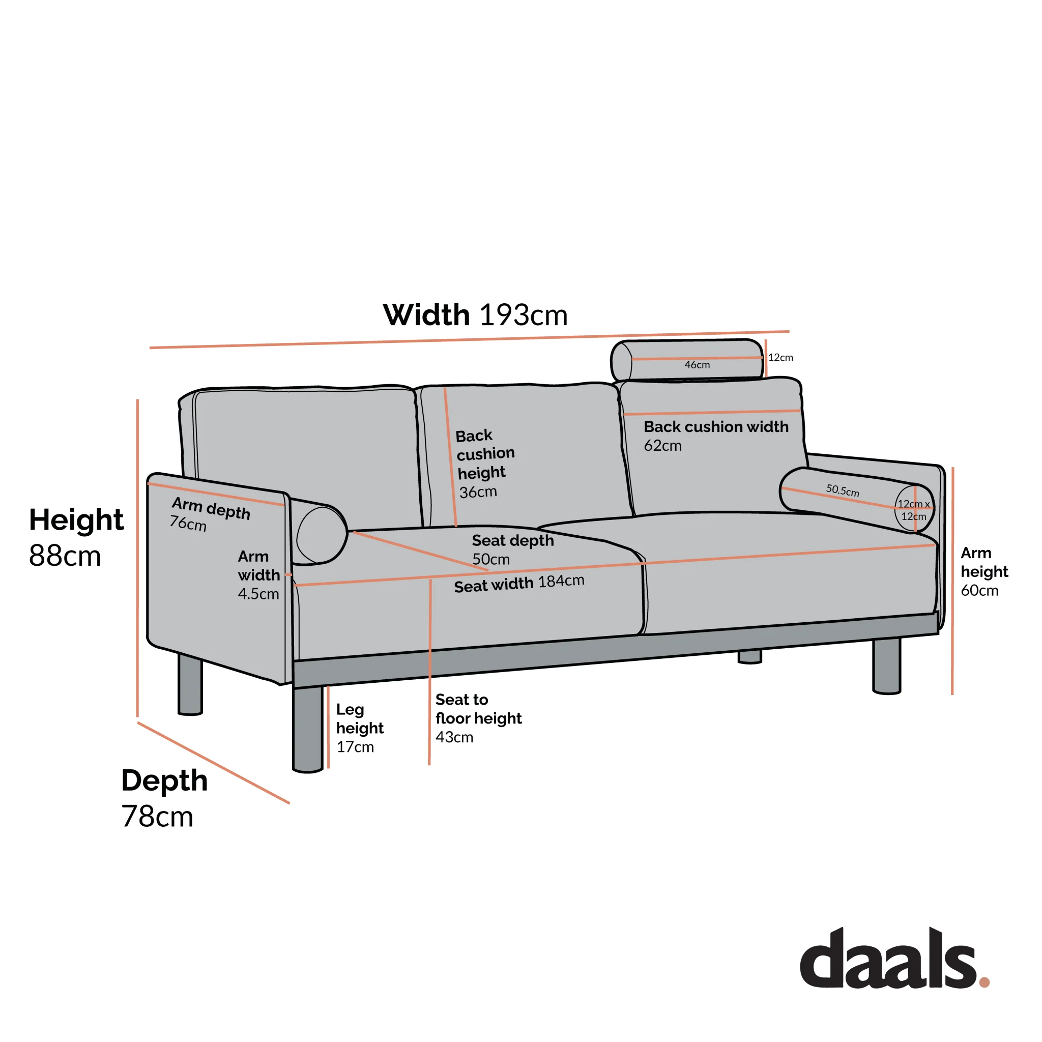 Timber Oatmeal Fabric Sofa, 3-Seater - Image 6