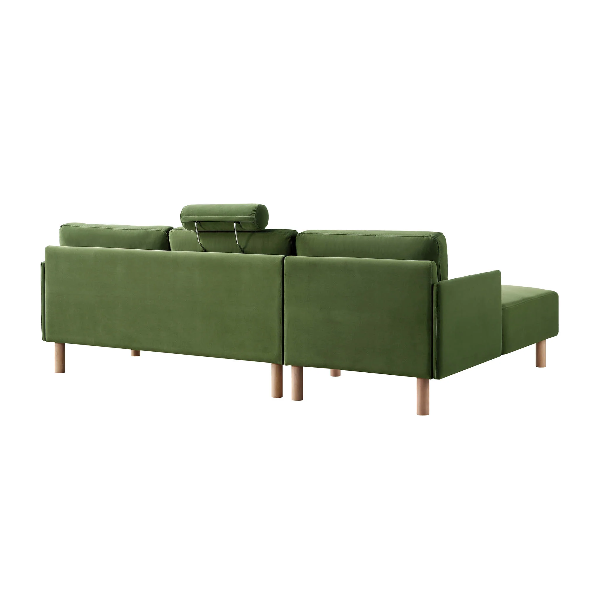 Timber Fern Green Velvet Sofa, Large 3-Seater Chaise Sofa Left Hand Facing - Image 10