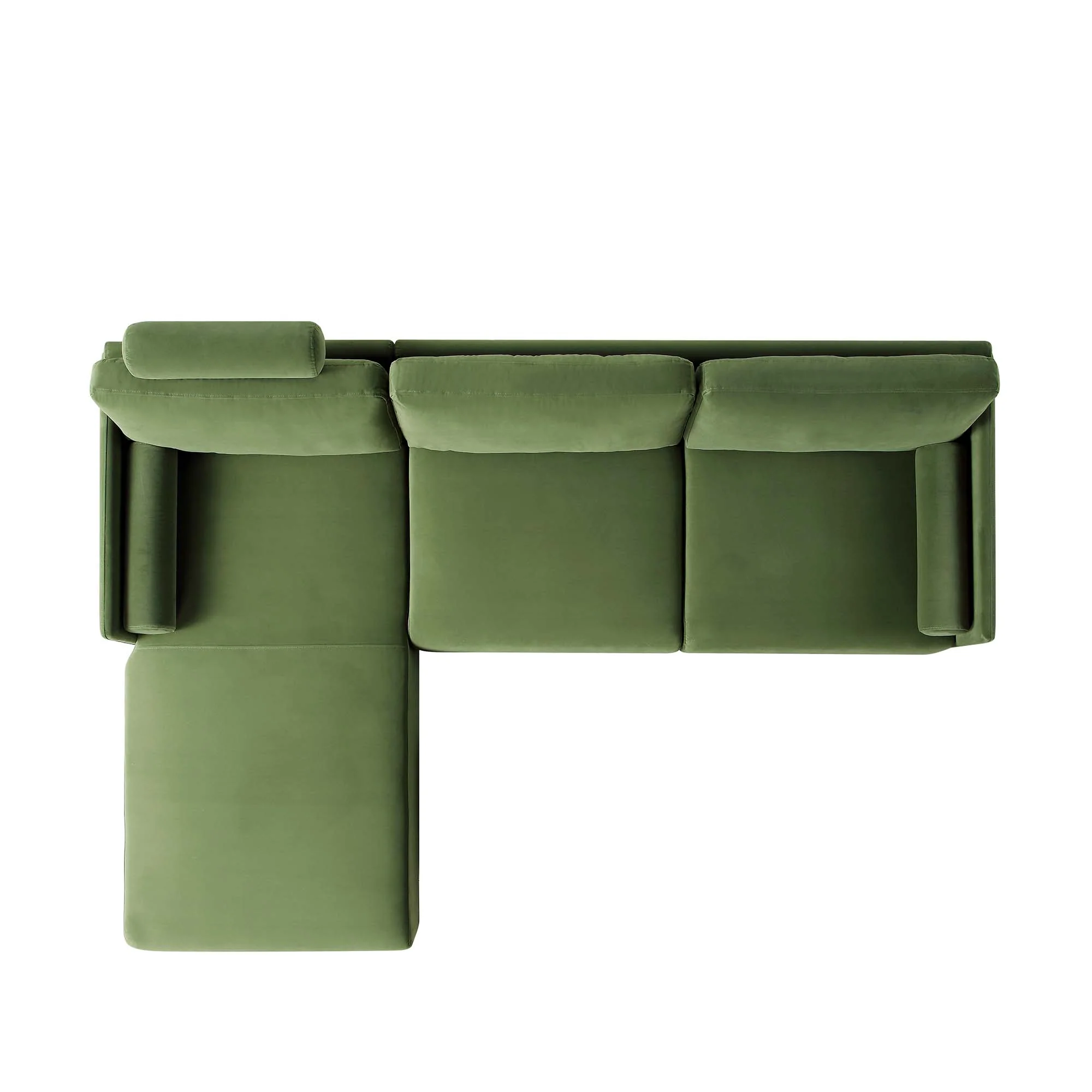 Timber Fern Green Velvet Sofa, Large 3-Seater Chaise Sofa Left Hand Facing - Image 8