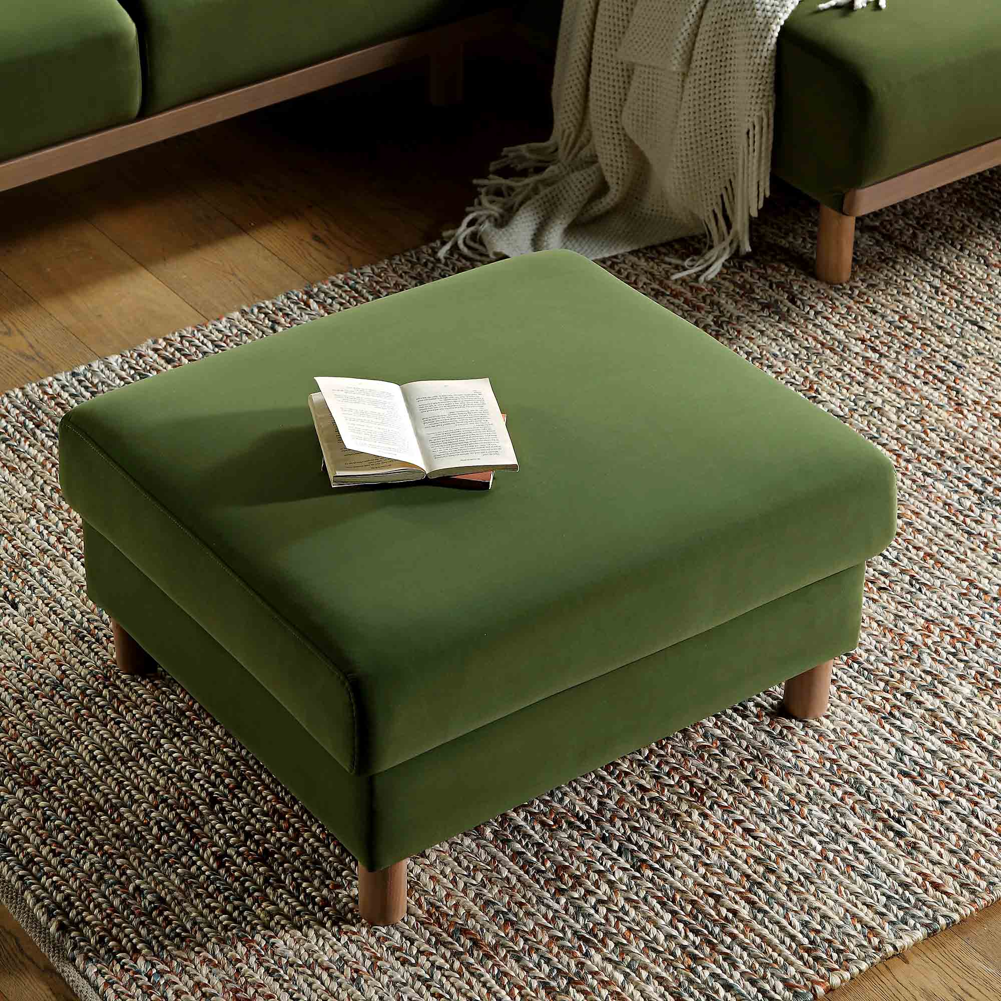 Timber Fern Green Velvet Storage Ottoman - Image 3