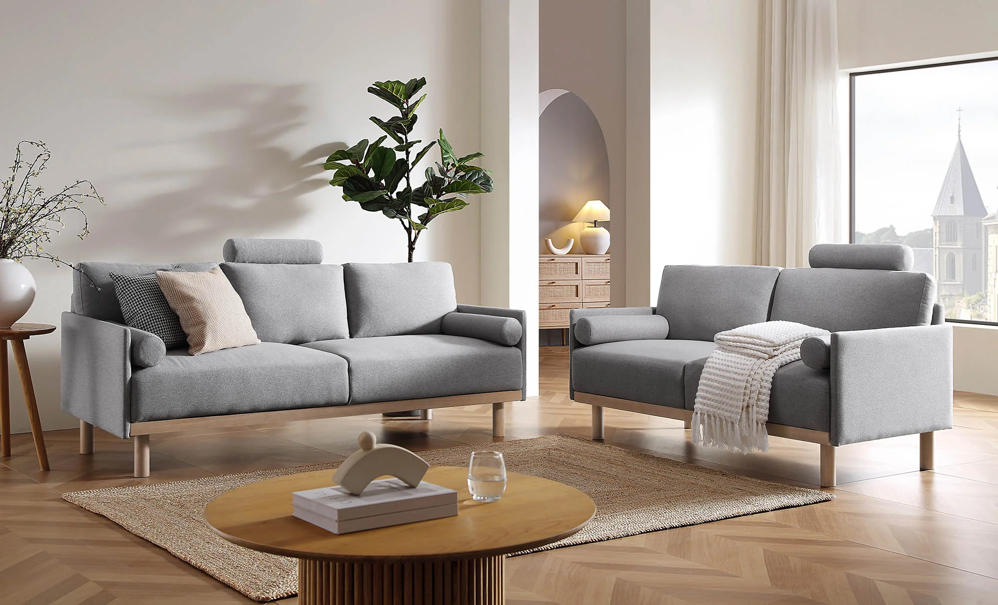 Timber Grey Marl Fabric Sofa, 2-Seater - Image 3
