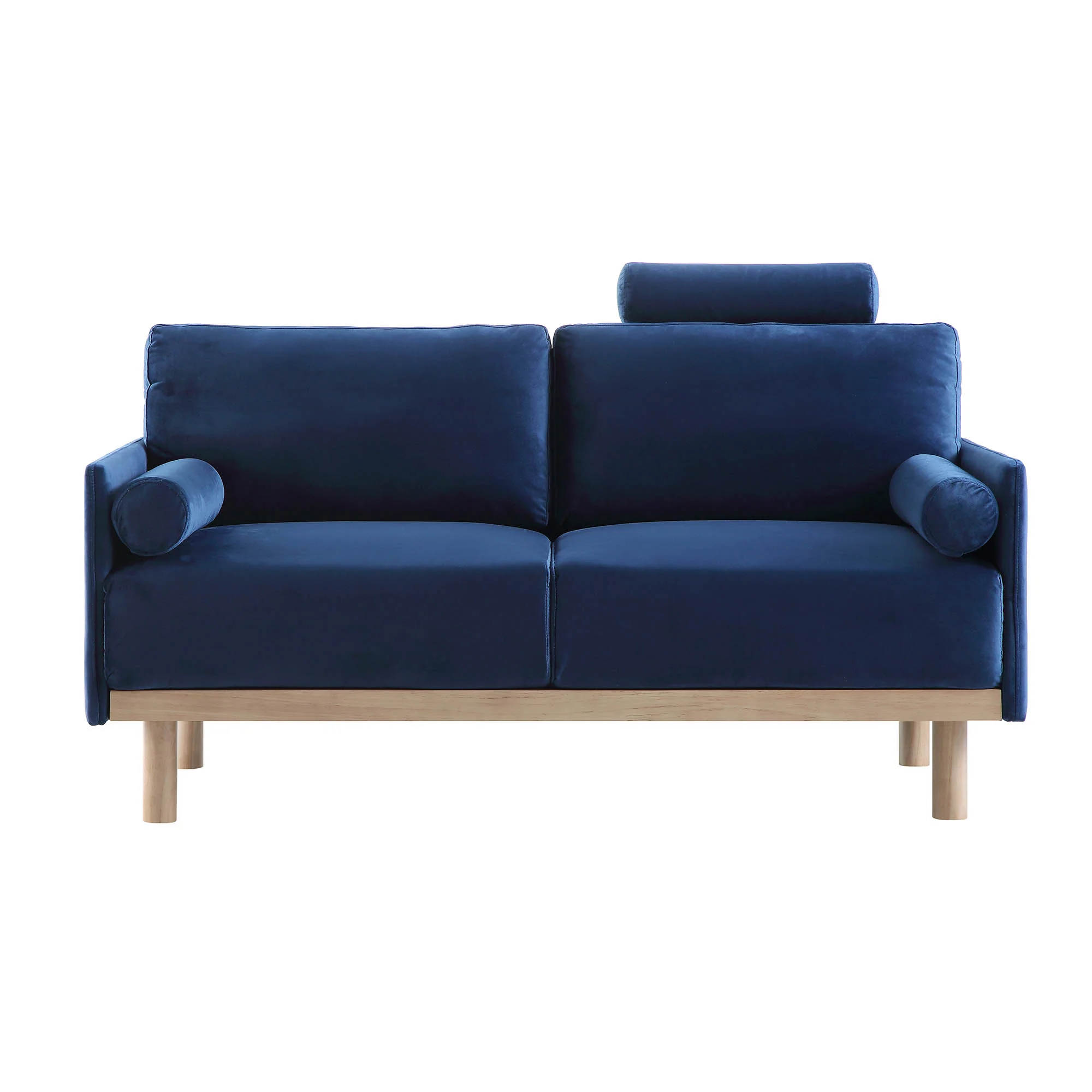 Timber Navy Blue Velvet Sofa, 2-Seater - Image 3