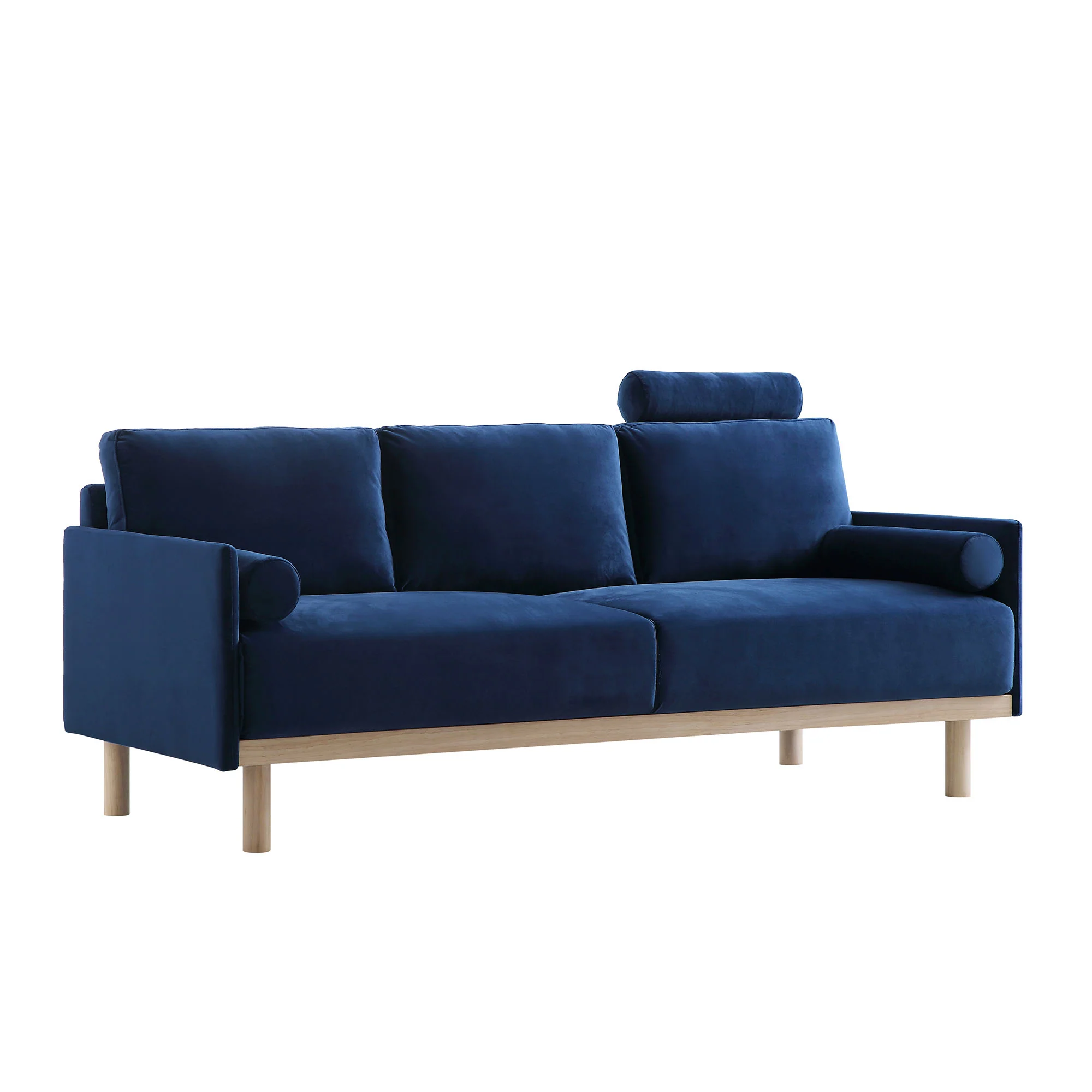 Timber Navy Blue Velvet Sofa, 3-Seater - Image 4