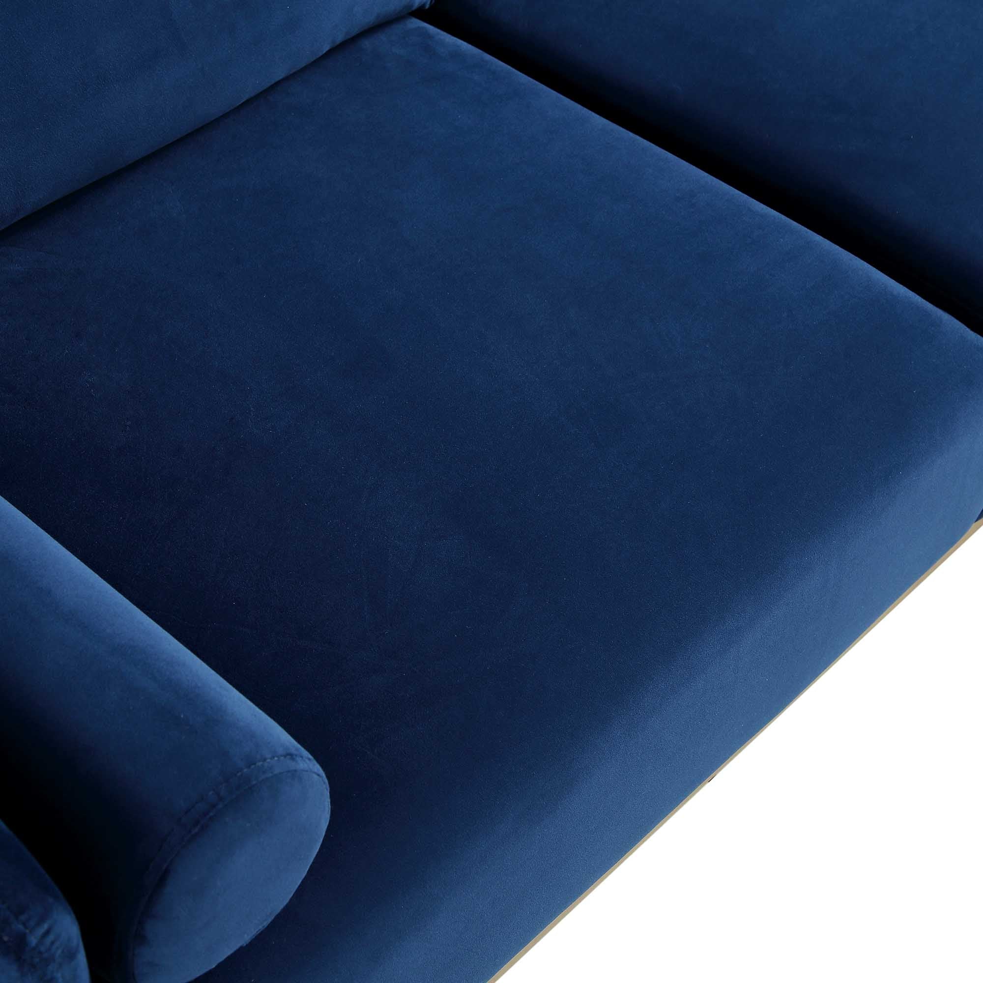 Timber Navy Blue Velvet Sofa, Large 3-Seater Chaise Sofa Right Hand Facing - Image 13