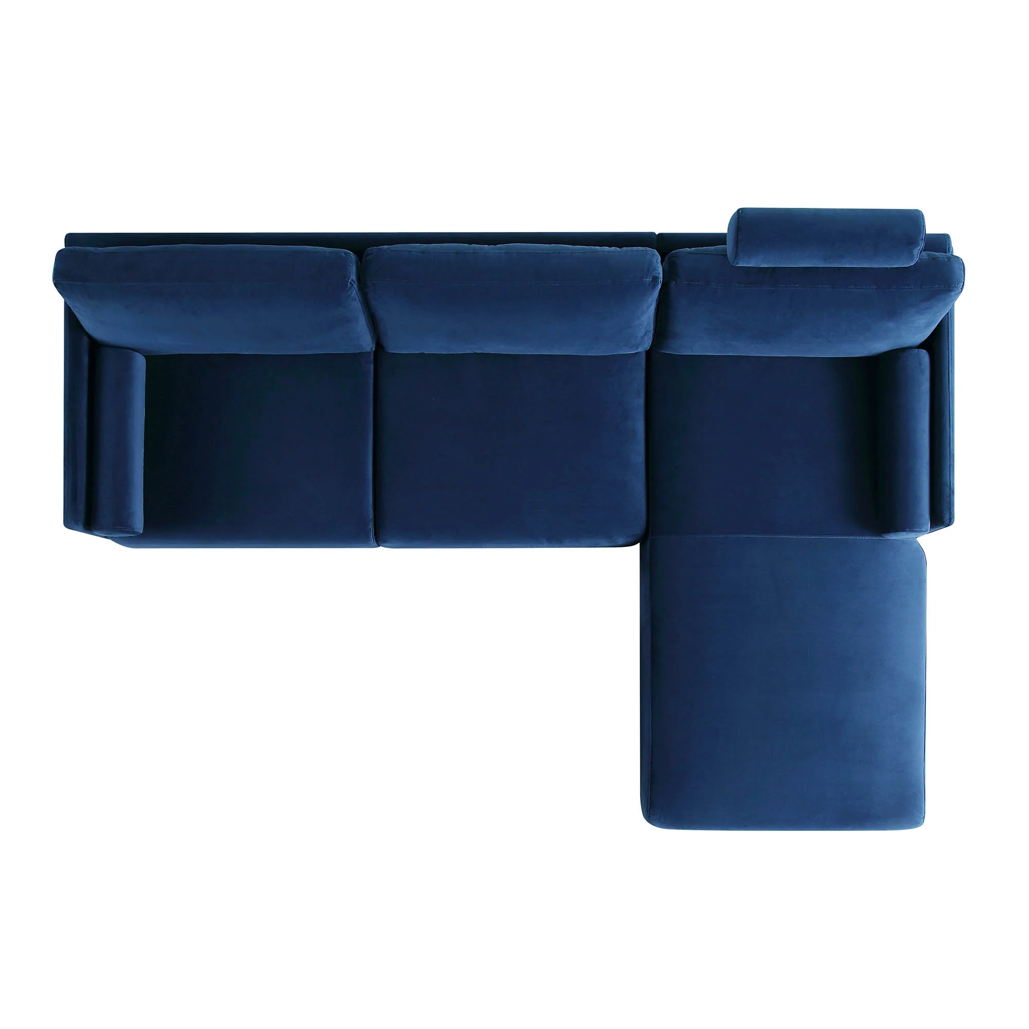 Timber Navy Blue Velvet Sofa, Large 3-Seater Chaise Sofa Right Hand Facing - Image 8