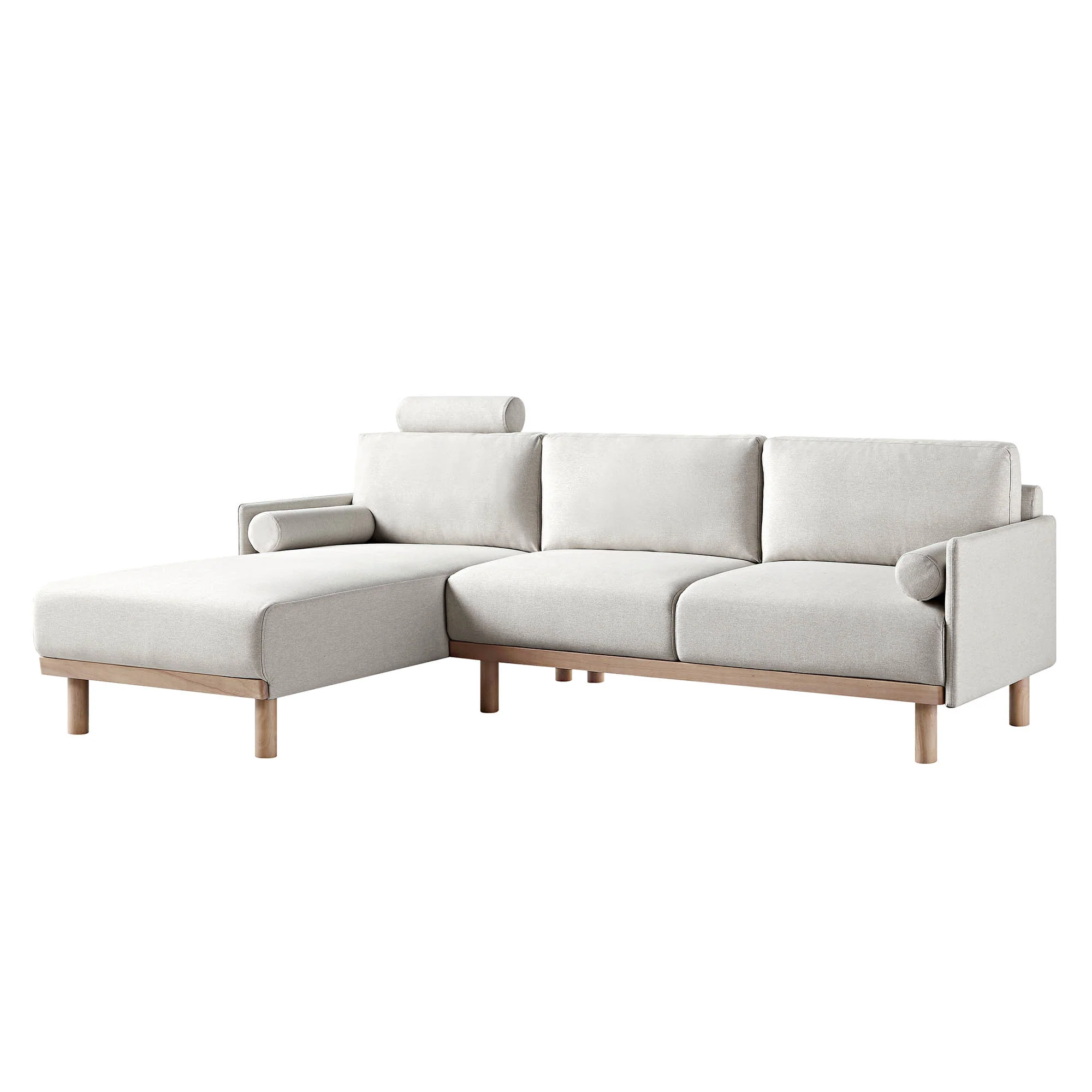 Timber Oatmeal Fabric Sofa, Large 3-Seater Chaise Sofa Left Hand Facing - Image 6
