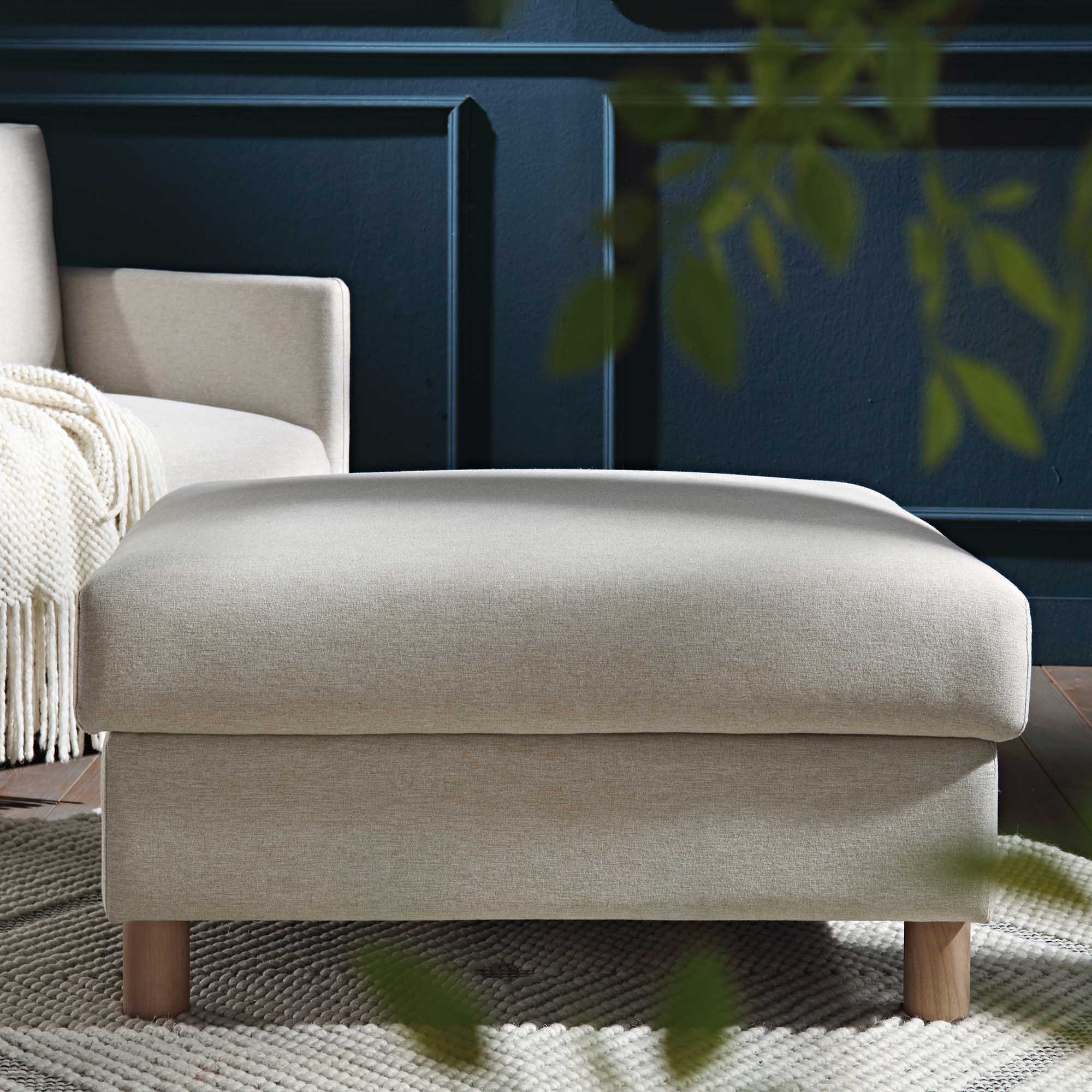 Timber Oatmeal Fabric Storage Ottoman - Image 3