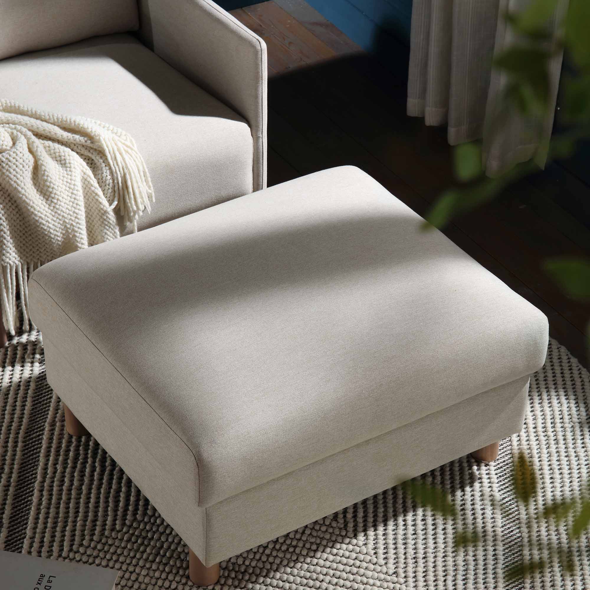 Timber Oatmeal Fabric Storage Ottoman - Image 4