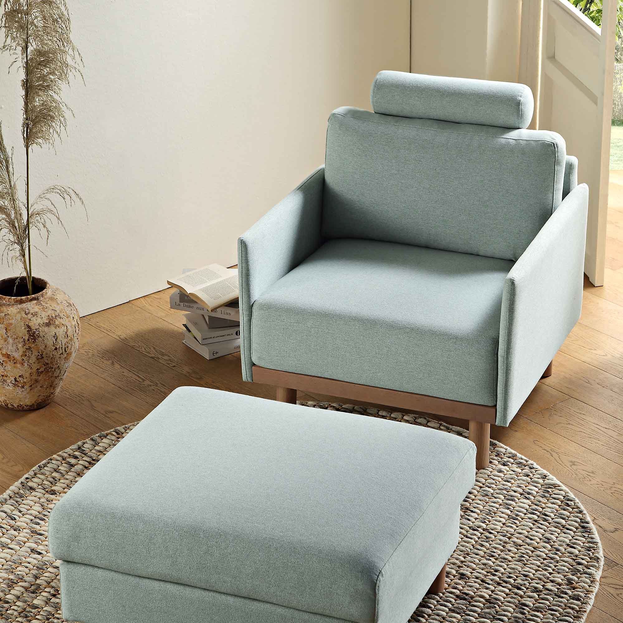 Timber Sage Green Fabric Armchair - Image 4