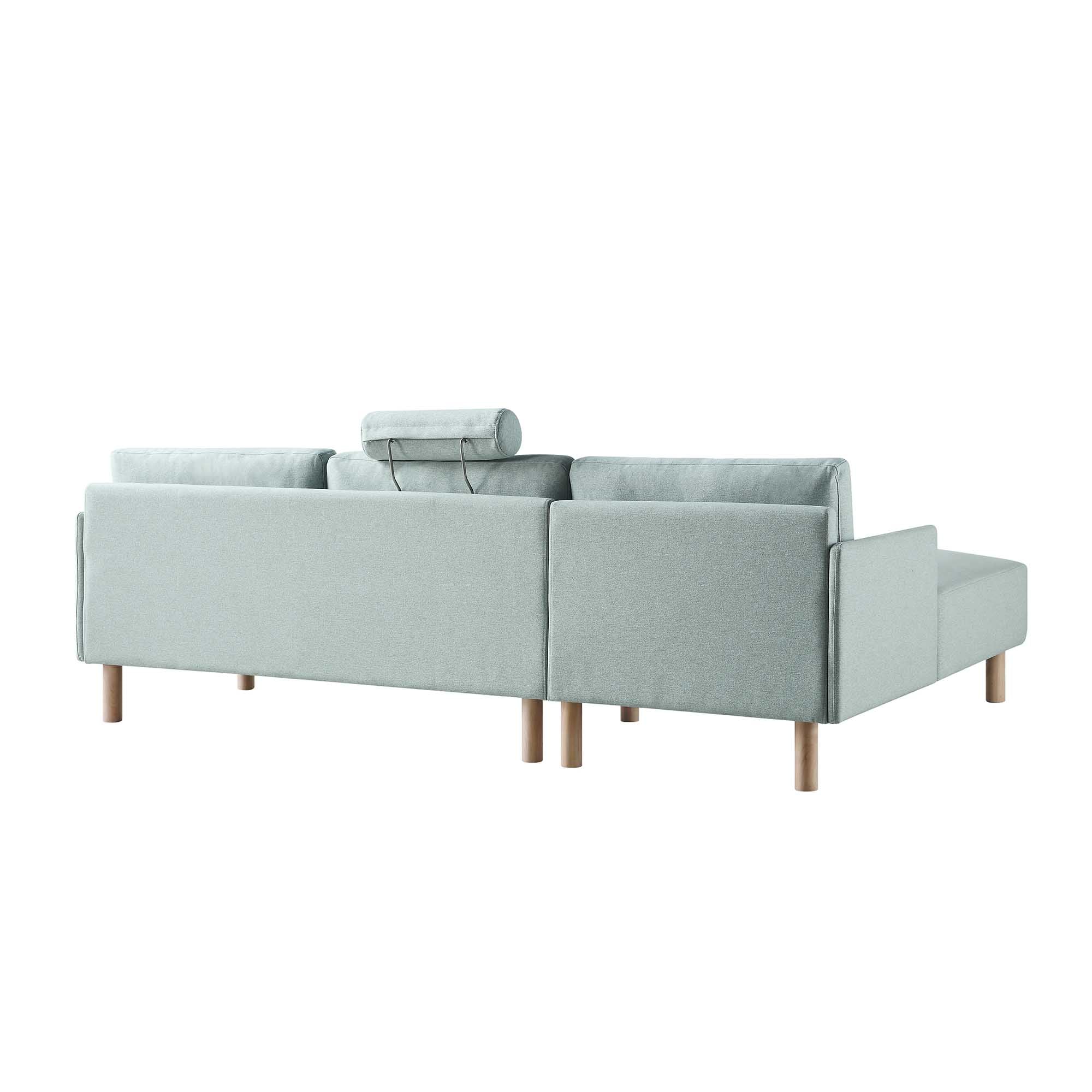 Timber Sage Green Fabric Sofa, Large 3-Seater Chaise Sofa Left Hand Facing - Image 10