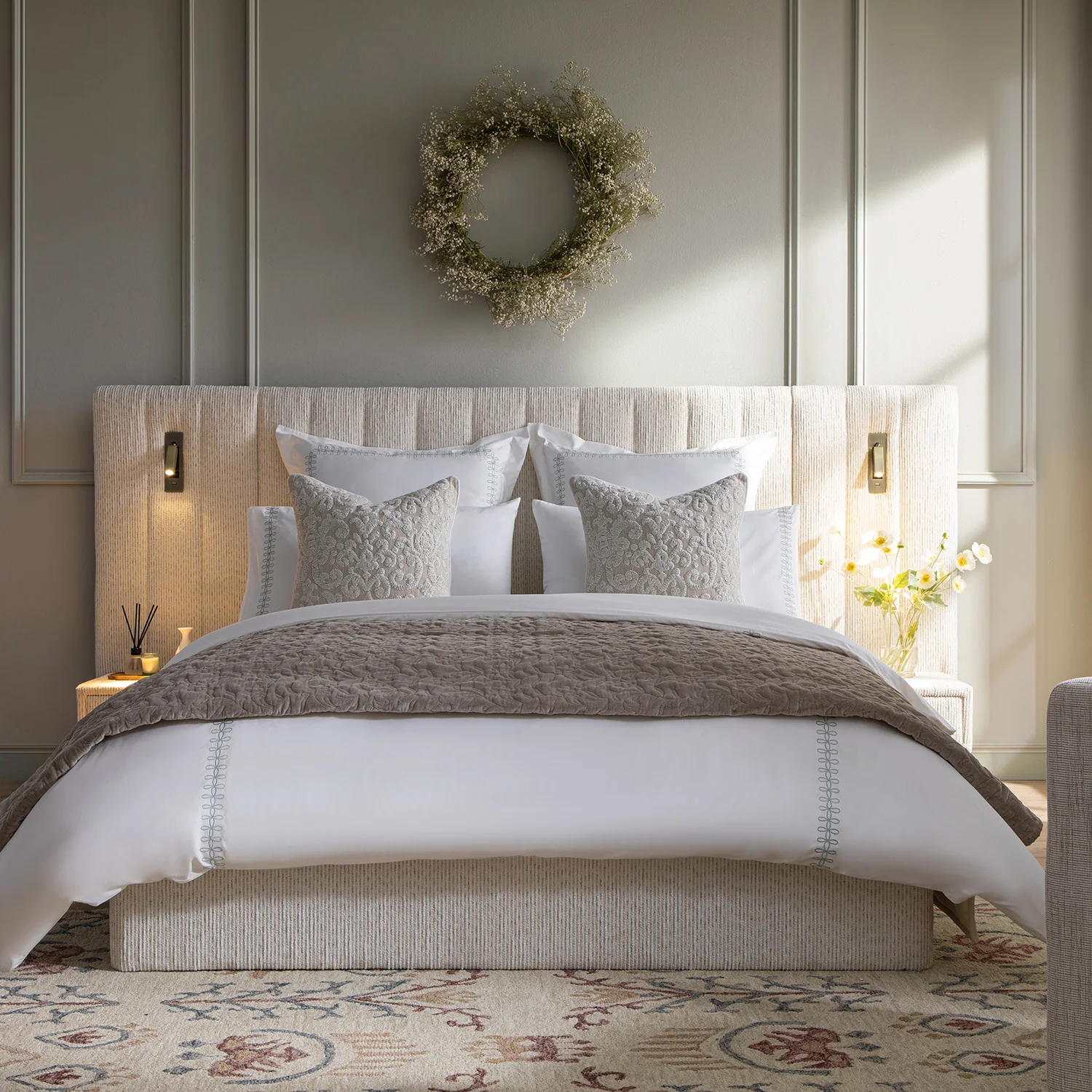 Tremezzo Oversized Ottoman Storage Bed, Beige Textured Fabric - Image 2